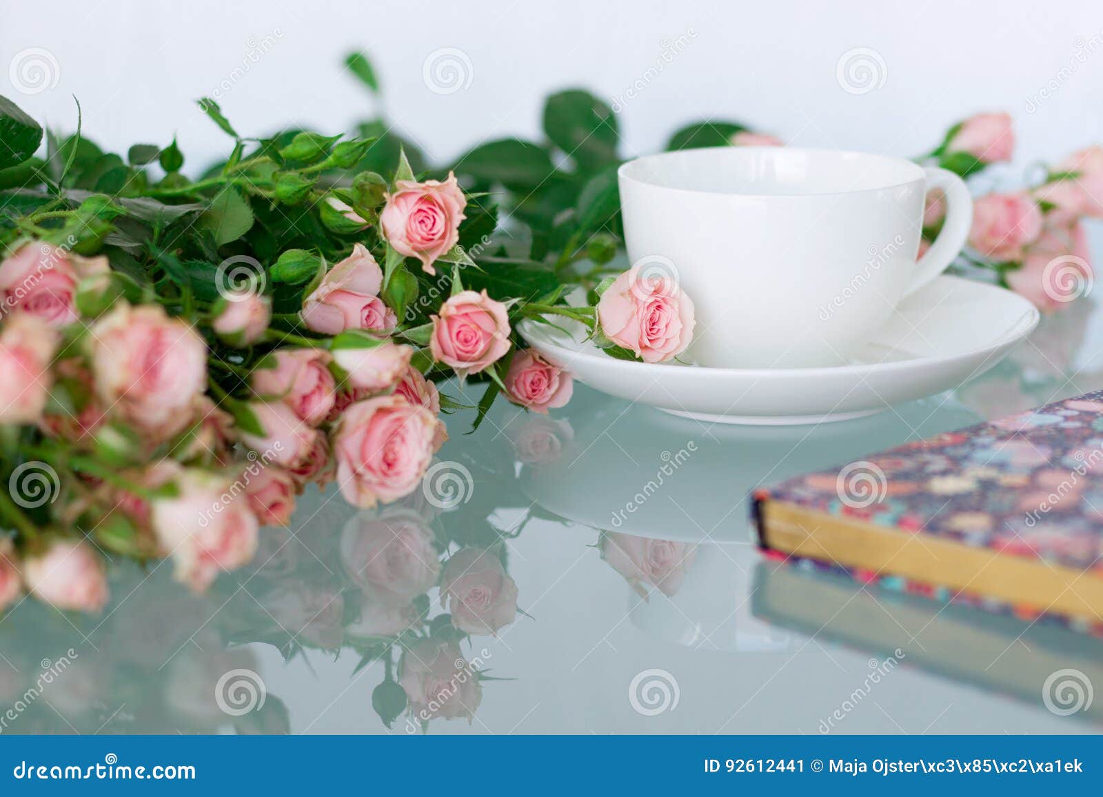 Woman Office Desk with Blossom Flowers Stock Image - Image of feminine ...