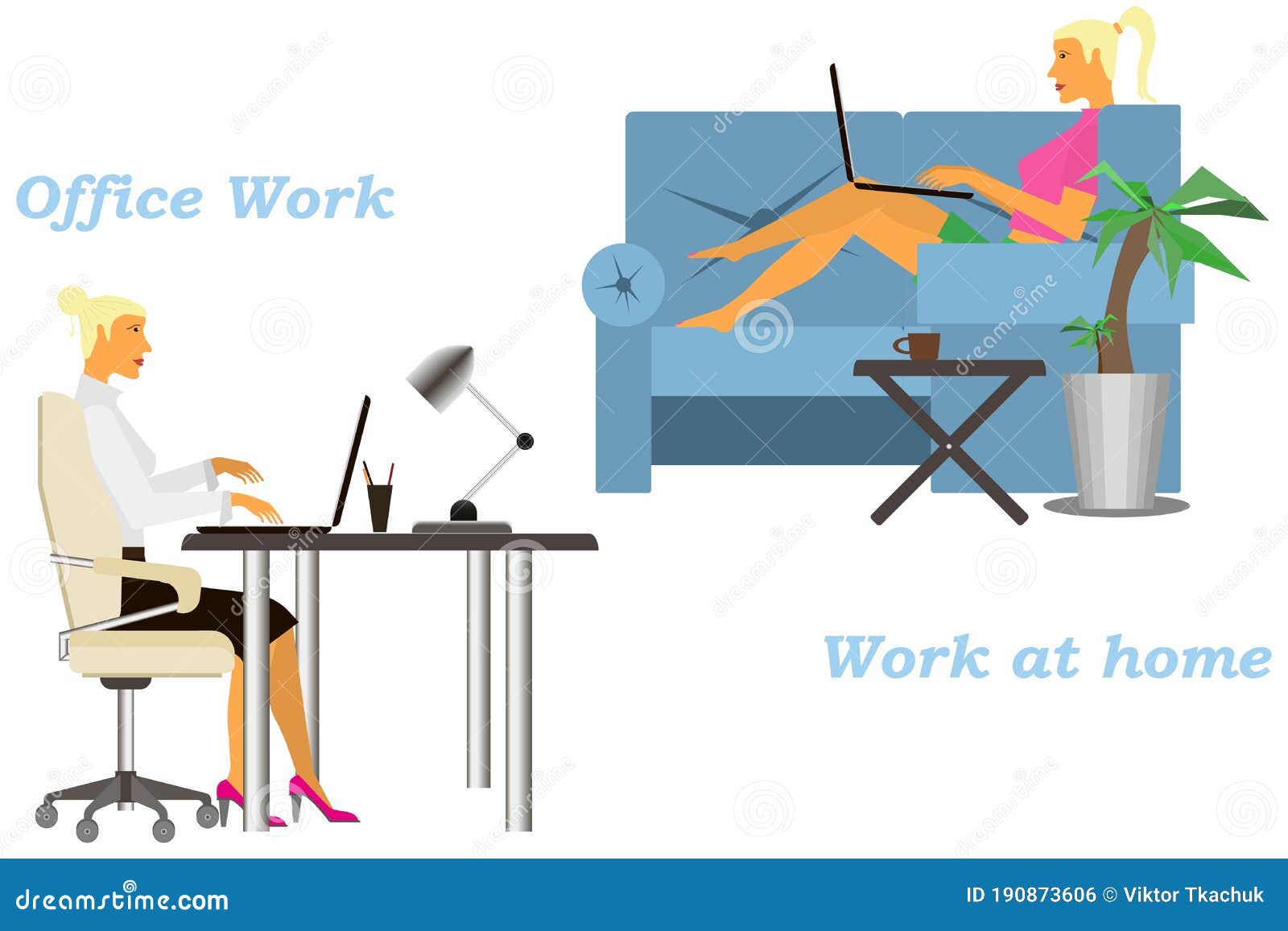 Woman at the Office. Woman at Home. Work at Home. Home Office. Stock ...