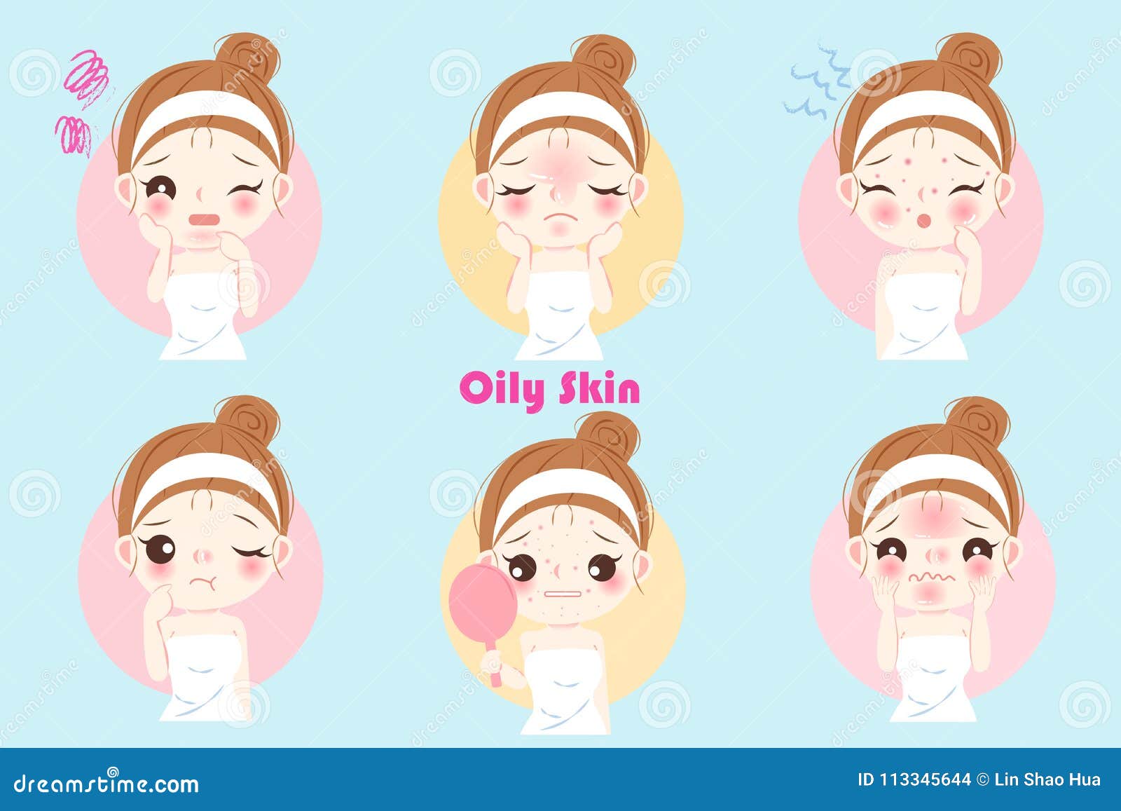 Woman with oily skin stock vector. Illustration of comic - 113345644 Woman with oily skin stock vector. Illustration of comic - 113345644