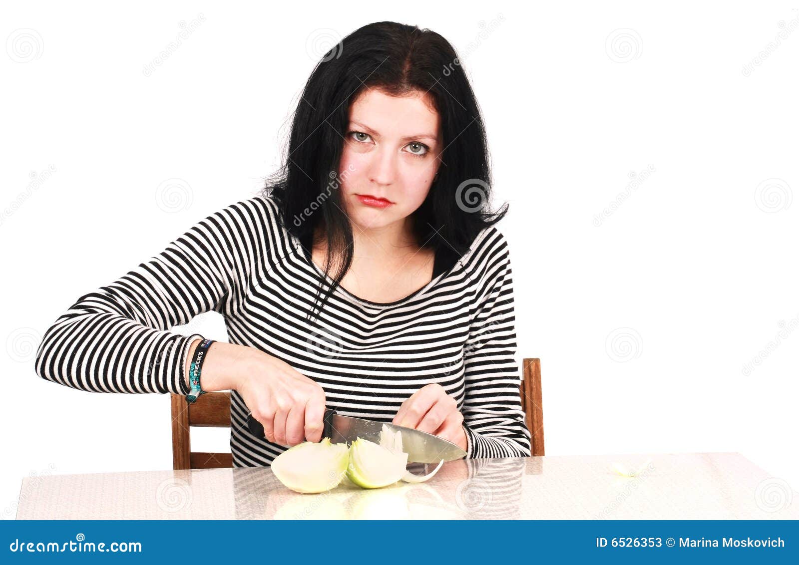 Woman with onion stock image. Image of annoyed, isolated 6526353