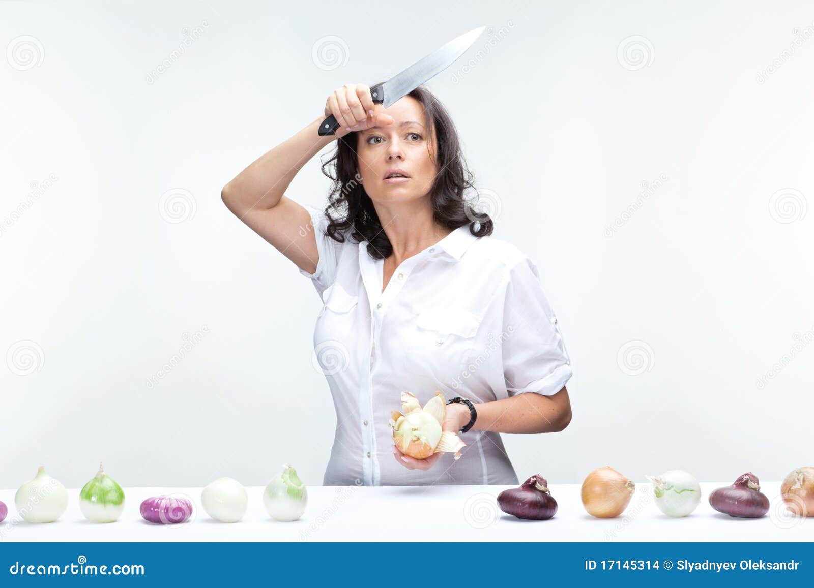 Woman with onions stock photo. Image of expression, charm 17145314