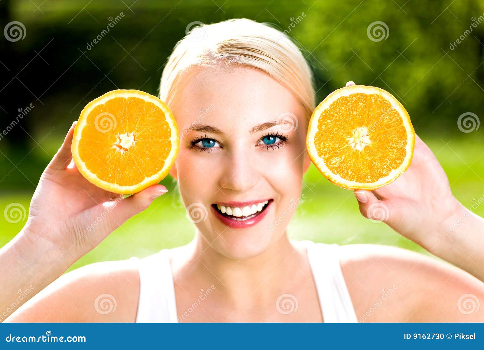 Woman with an orange stock photo. Image of citrus, nature 9162730