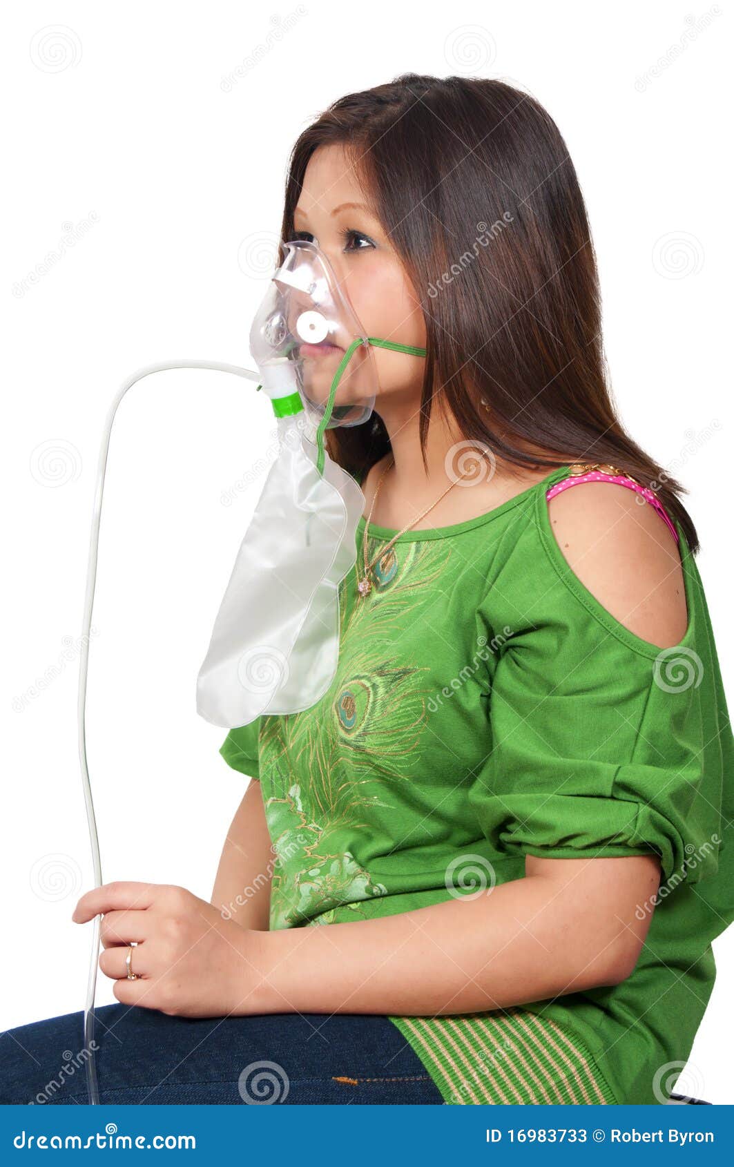 Woman with Oxygen Mask stock image. Image of latin, female 16983733