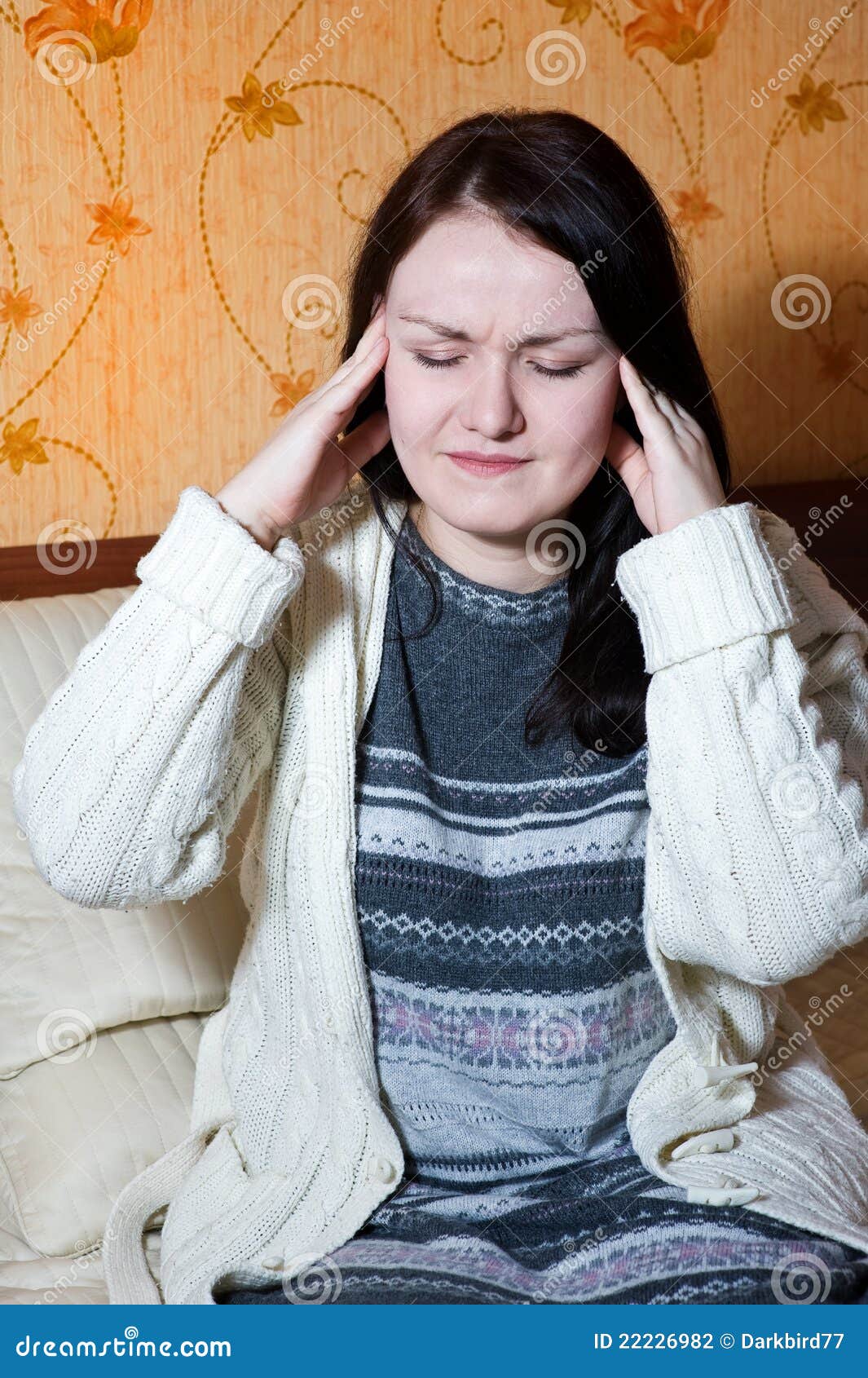 Woman with pain in her head. Woman suffering from pain in her head