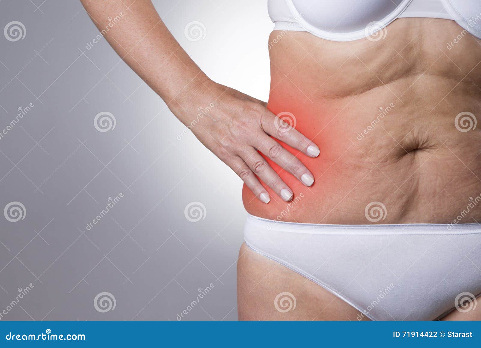 Woman With Pain In The Right Side Of The Body. Pain In The ...