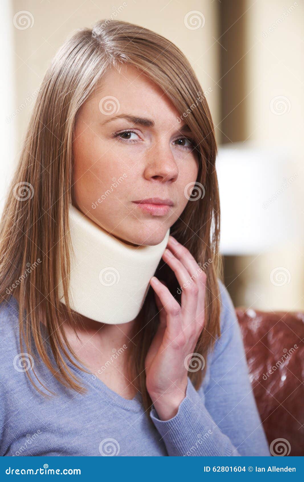 Woman in Pain Wearing Neck Brace Stock Photo - Image of caucasian ...