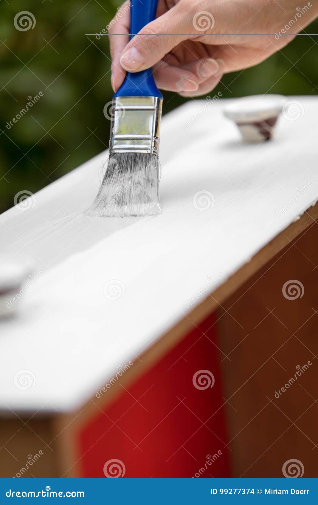 Woman Is Painting A Dresser Stock Photo Image Of Background