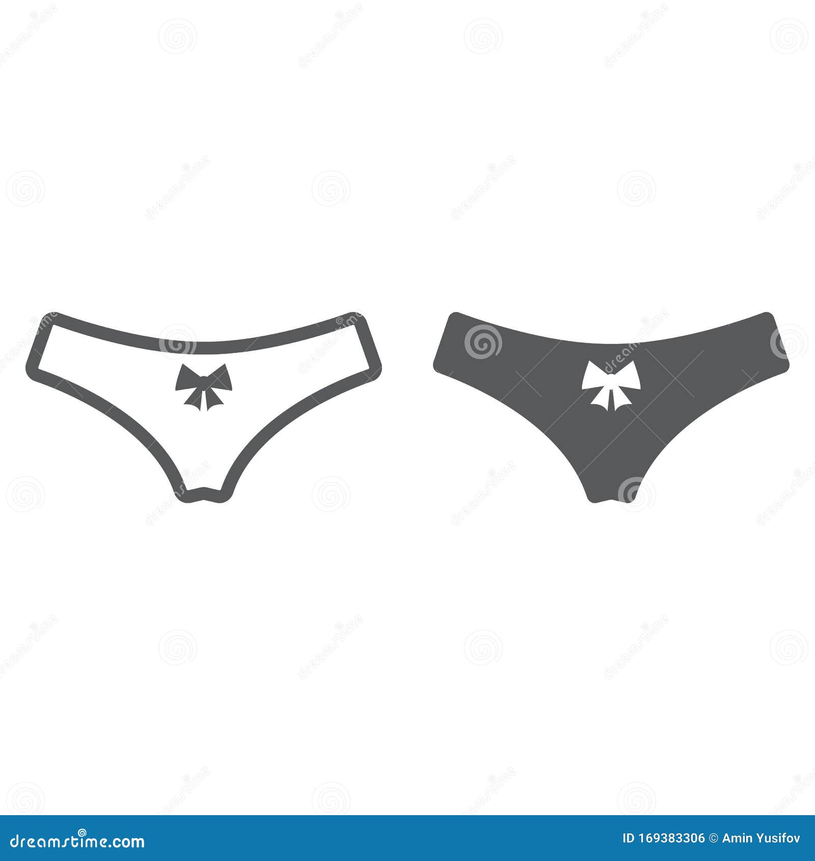 eps10 black vector man or woman underwear line art icon isolated on white  background. Underwear Pants