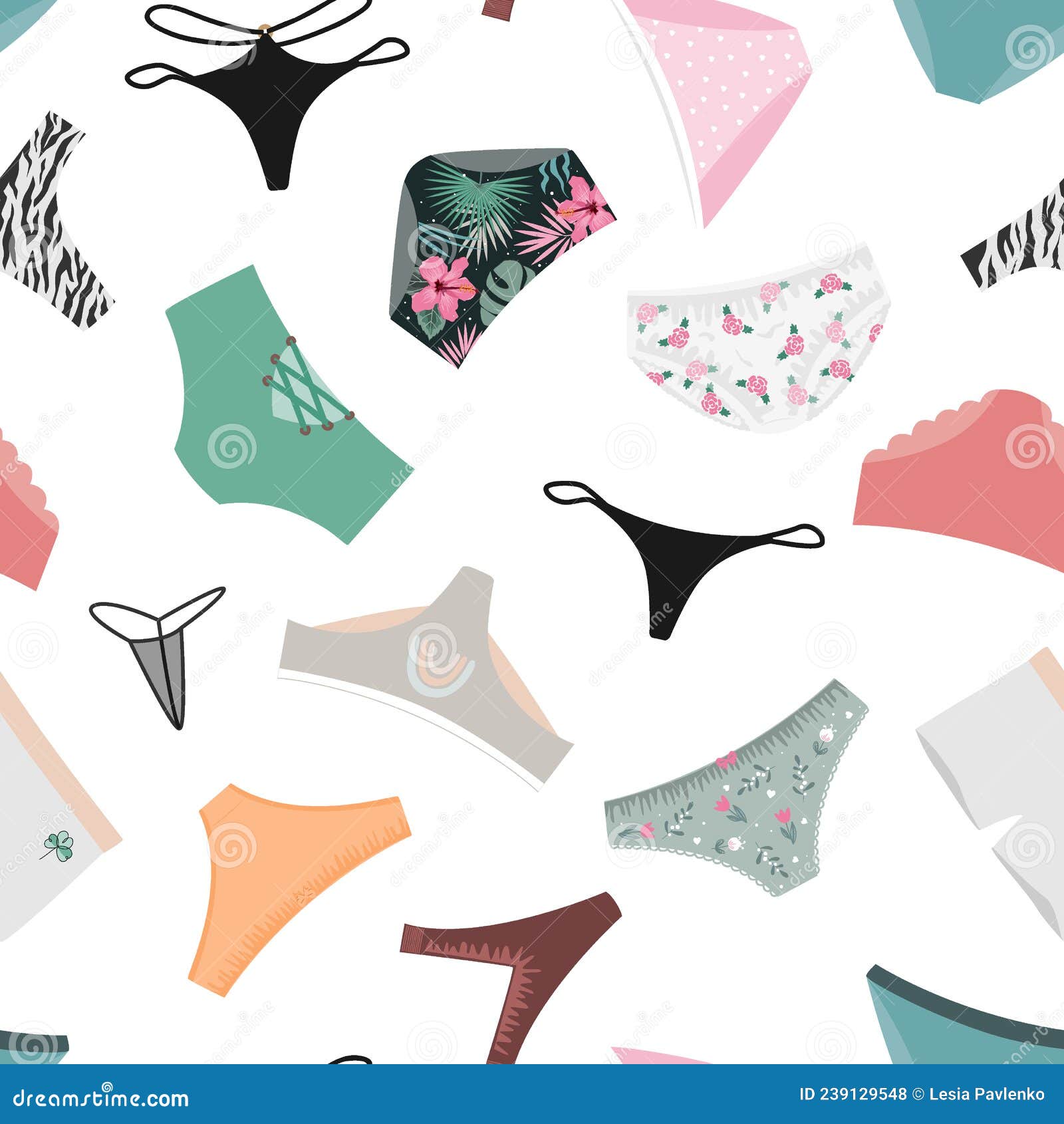Woman Underwear Set. Panties Design Stock Vector - Illustration of girl,  collection: 239127977