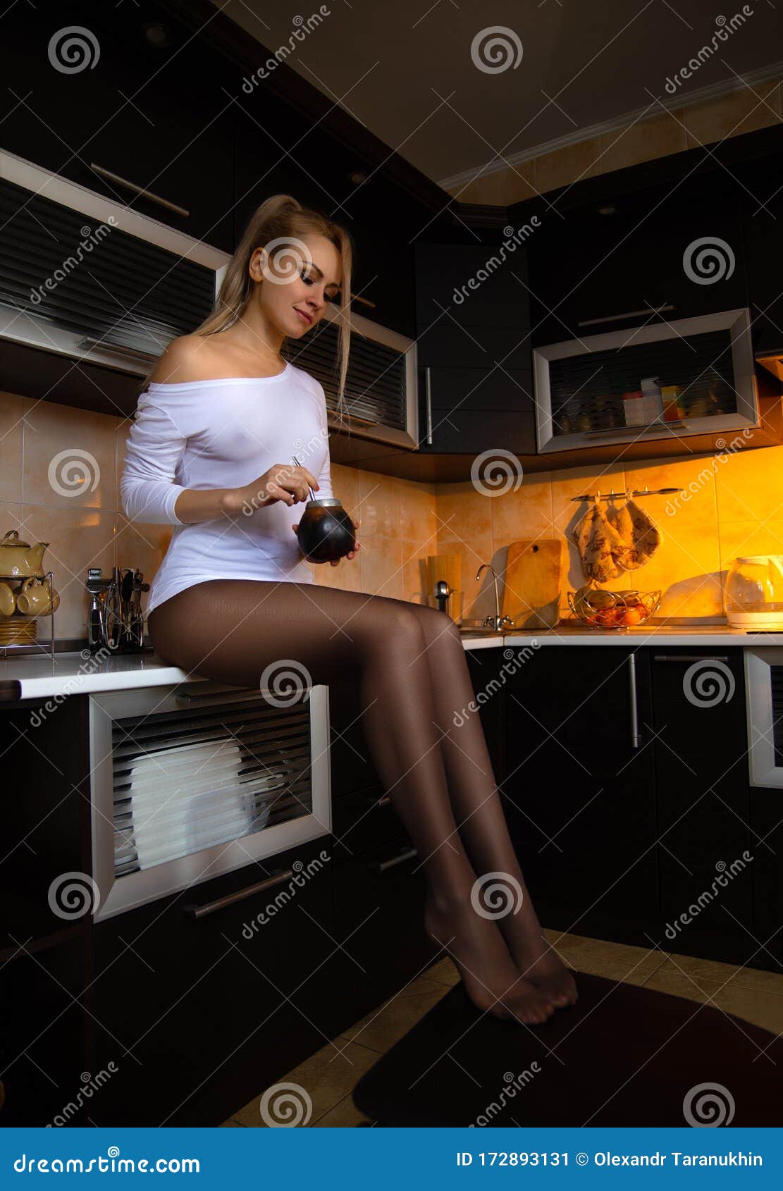 Woman In Pantyhose Drin