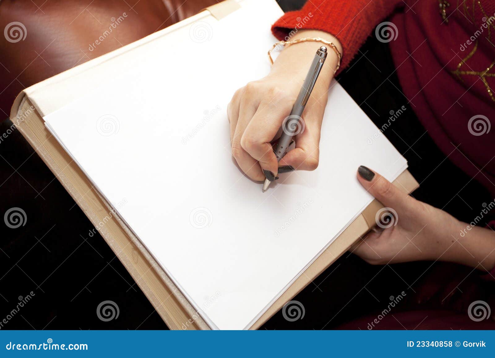 The Woman with a Paper Clean Sheet Specifies Stock Photo - Image of ...