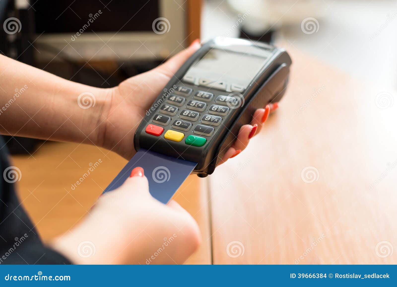 woman pay by credit card