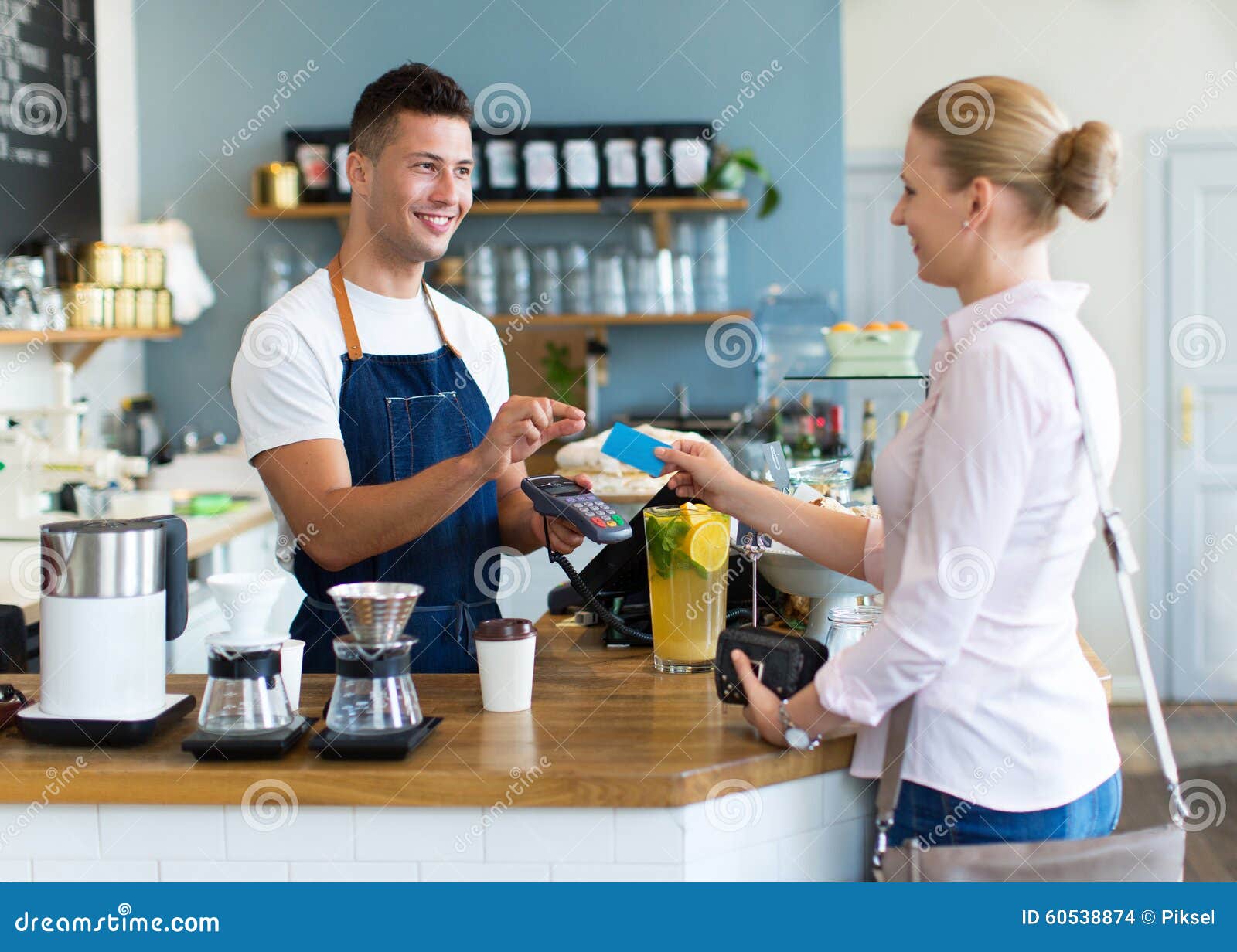 Woman paying for coffee stock photo. Image of commerce 60538874