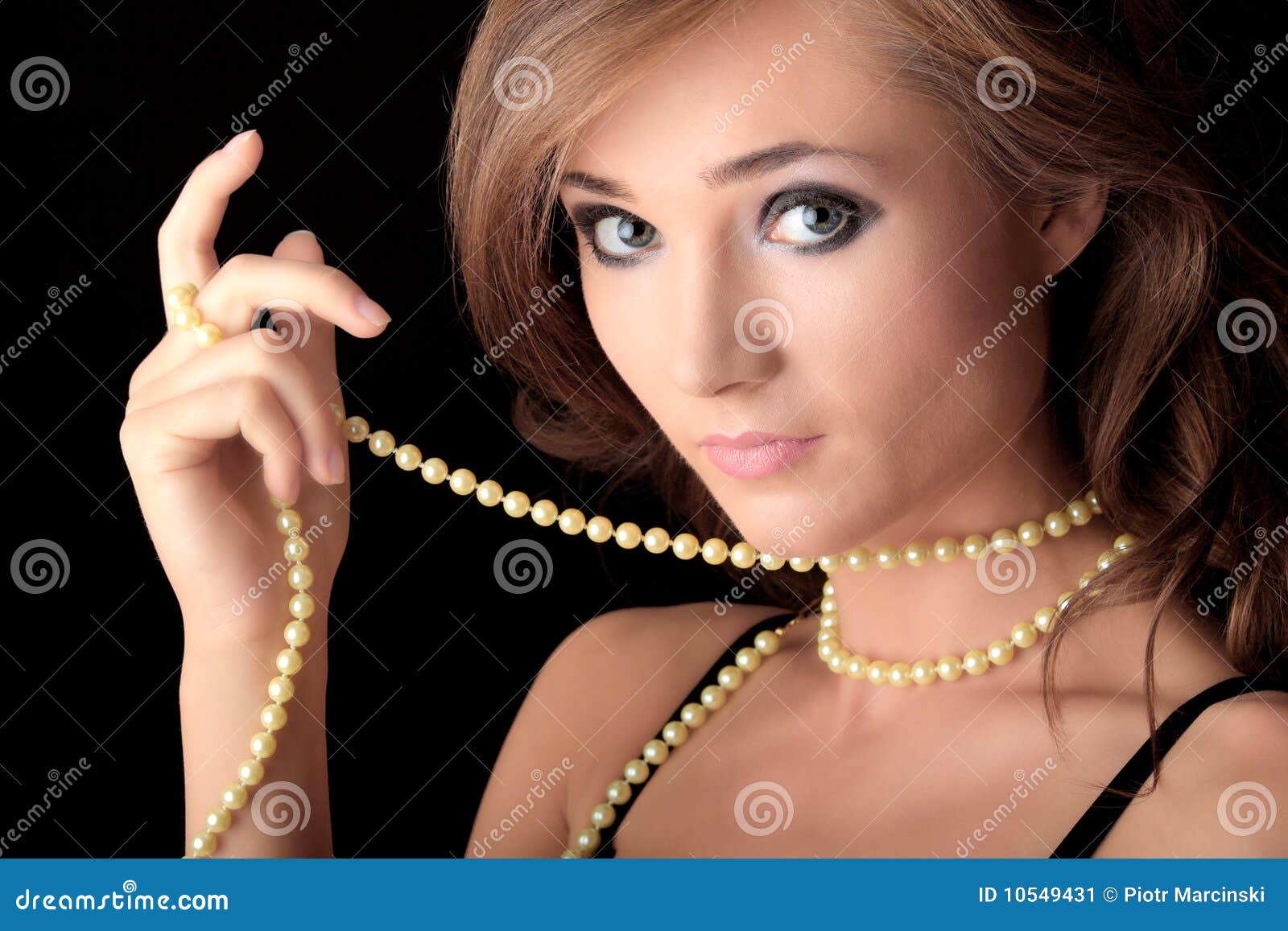Woman with a Pearl Necklace Stock Image Image of expensive, jewellery