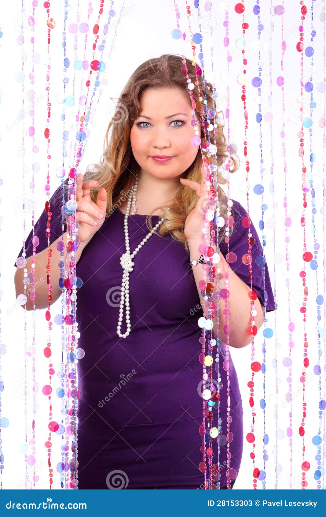 Woman Peeks Out from Behind Curtain Stock Image Image of caucasian