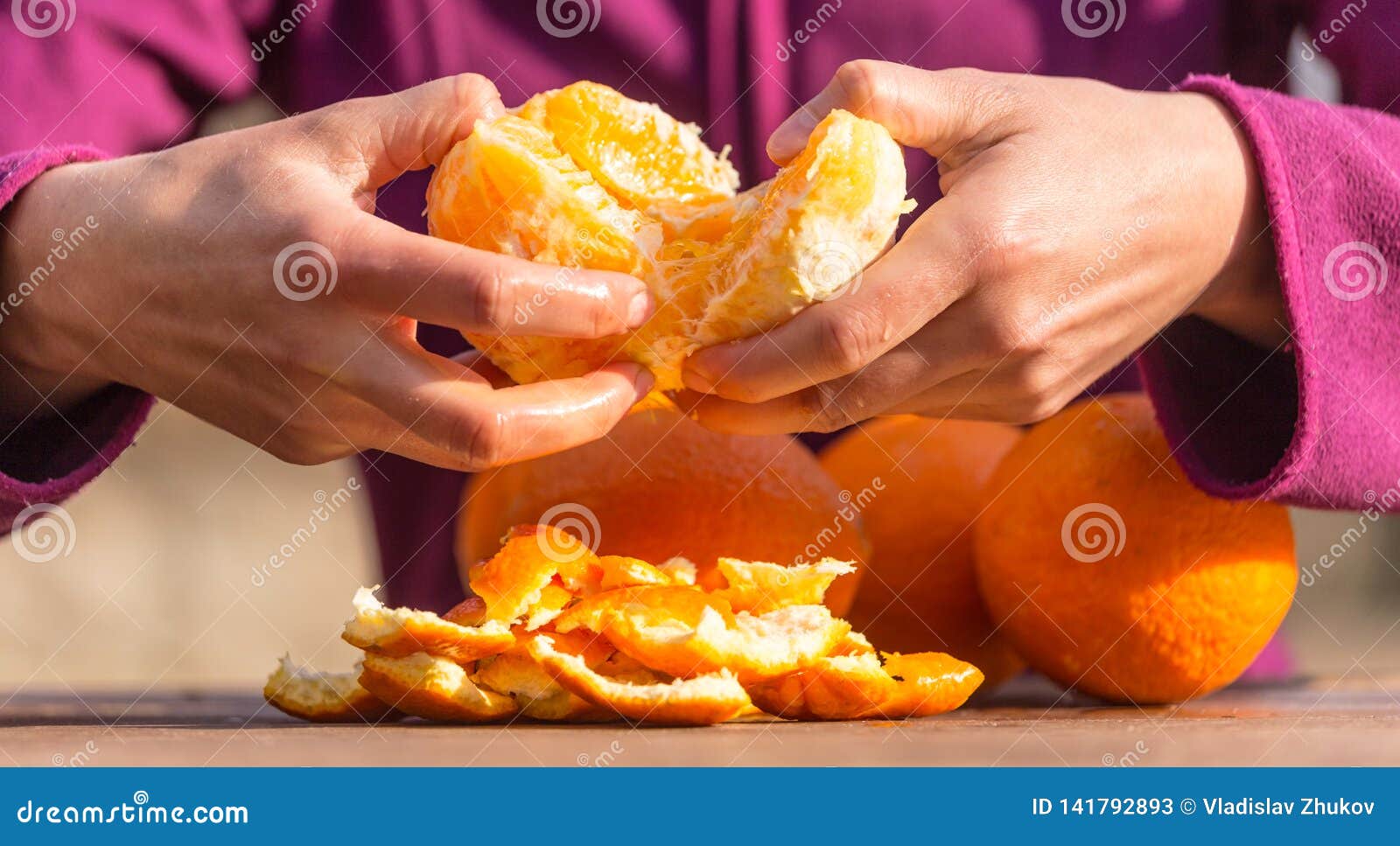 Woman Peels Oranges From Peel Stock Image Image Of Food Juice 141792893