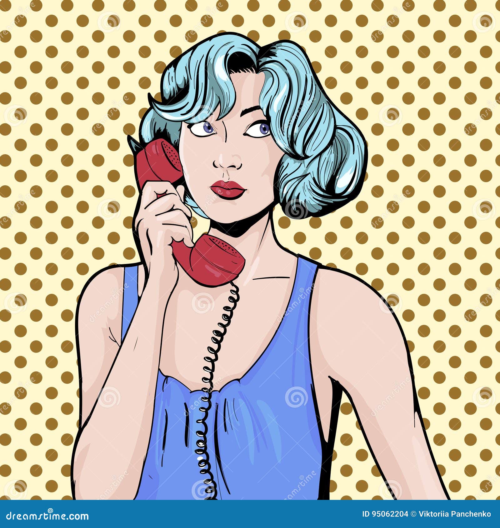 Girl Phone Talk Pop Art Vintage Comic Stock Illustration - Illustration of  style, speak: 51841423