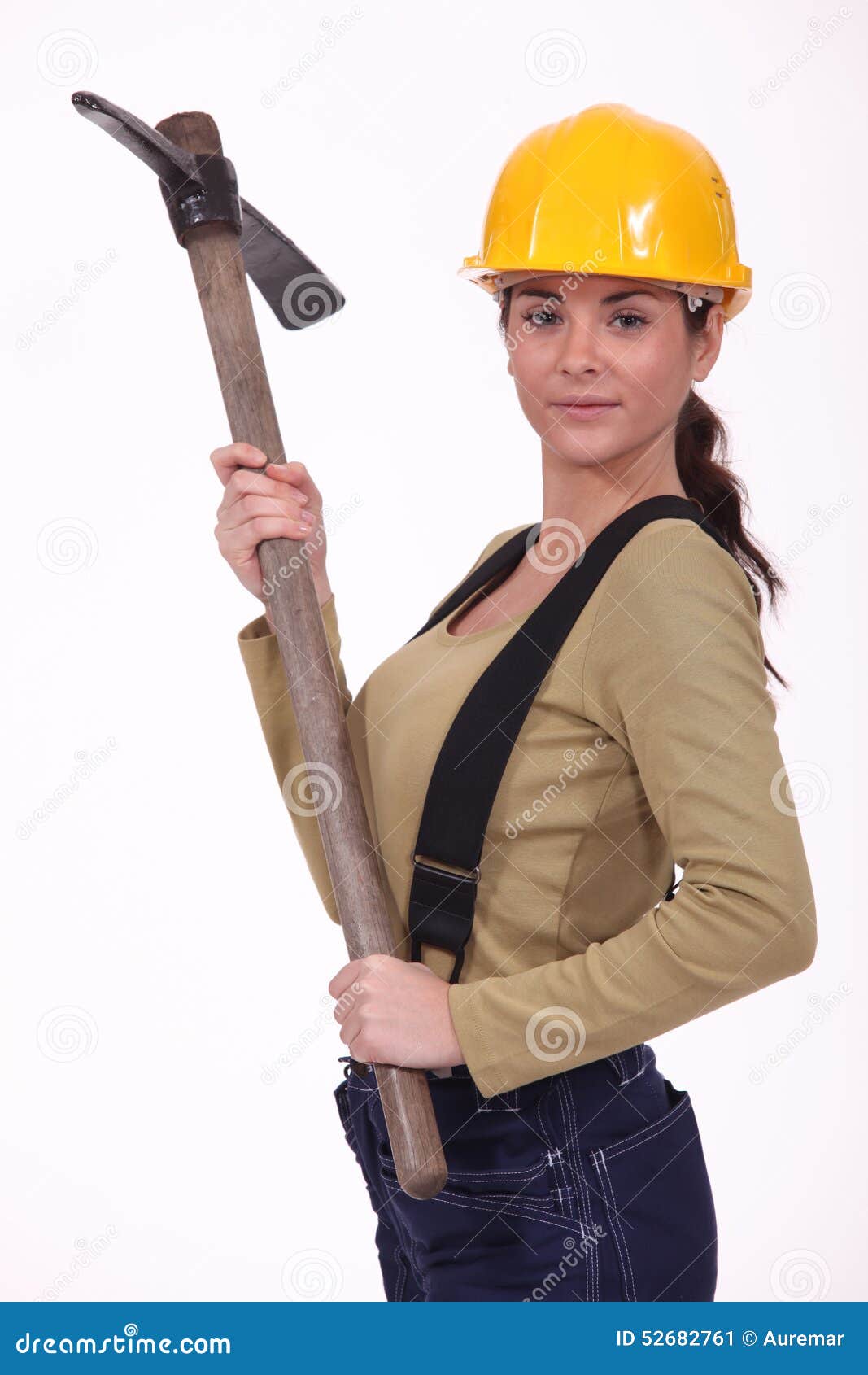 Woman with a pickaxe stock image. Image of female, concept - 52682761