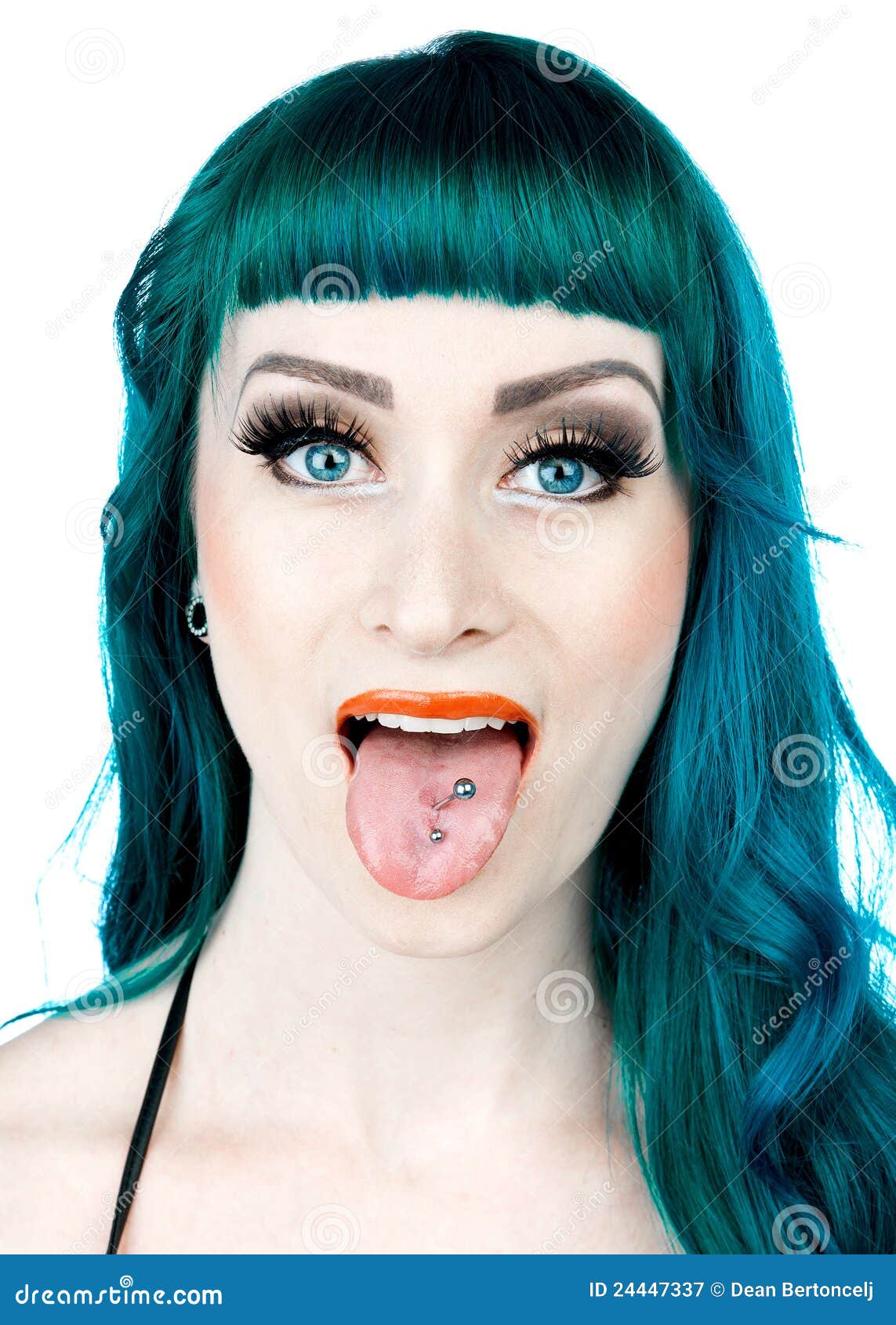 Woman With Pierced Tongue Stock Image Image Of Facial 24447337