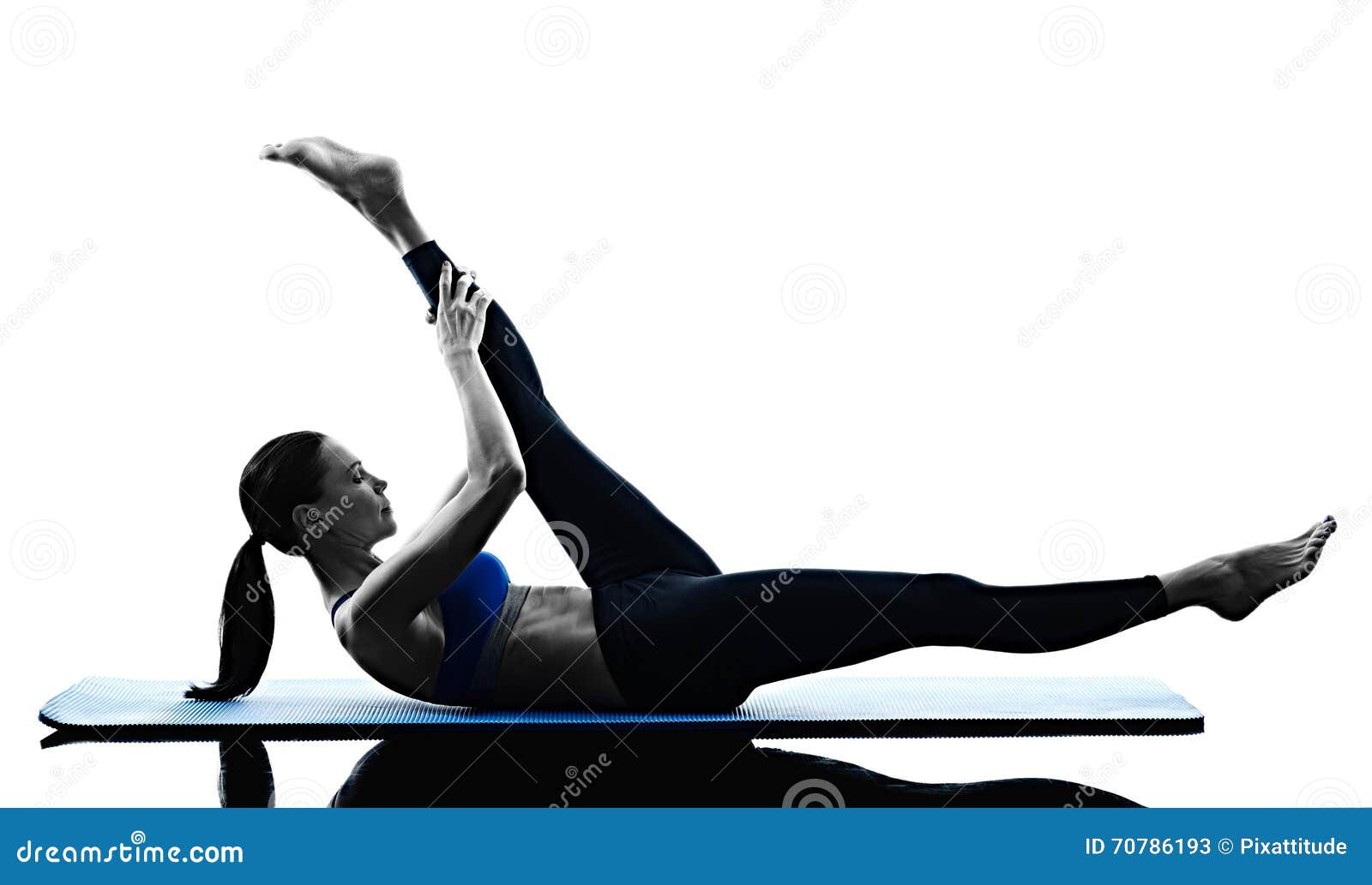 Woman Pilates Exercises Fitness Isolated Stock Image - Image of