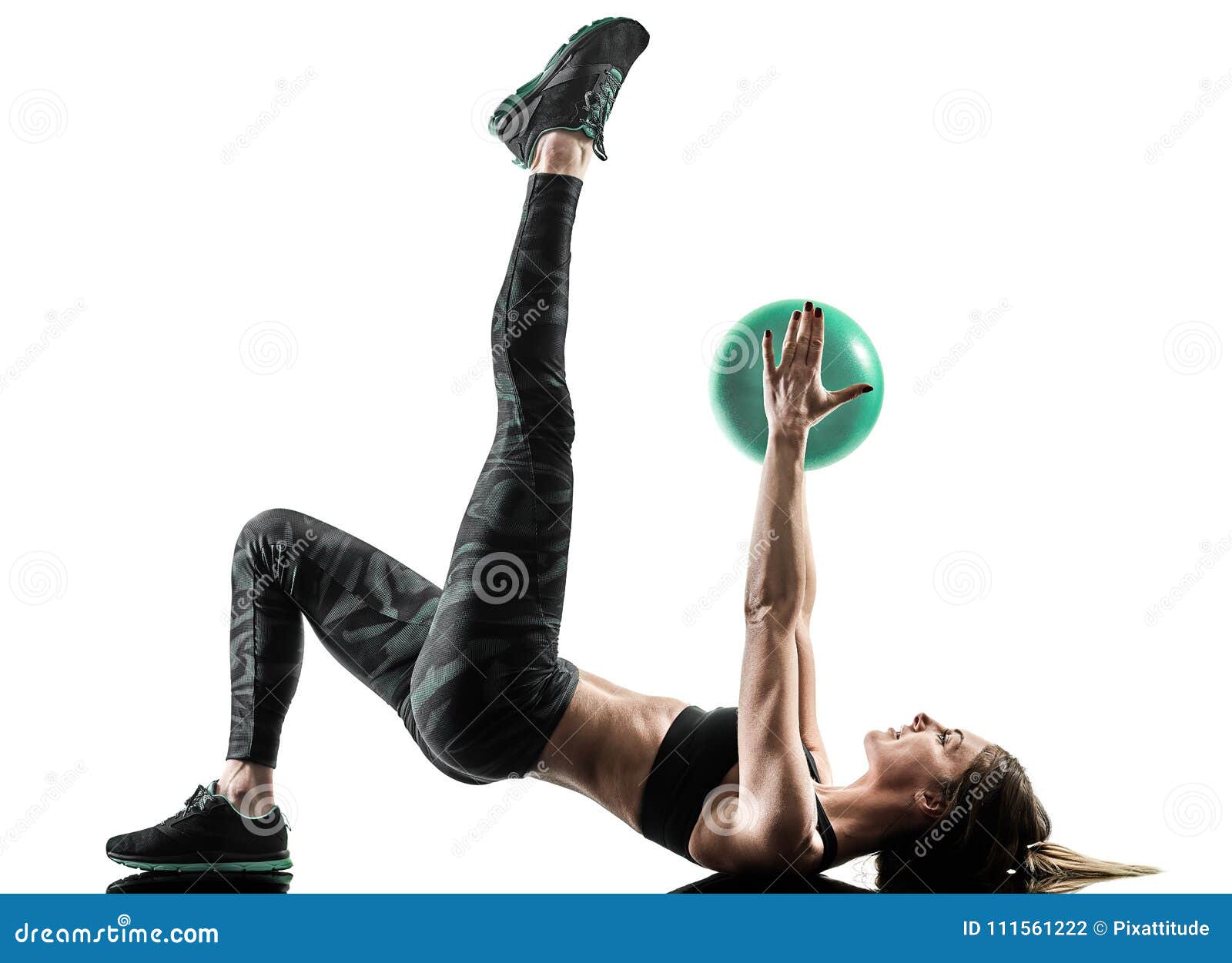 Woman Exercising Fitness Ball Workout Silhouette Stock Photo - Image of shadow, views: 50280918