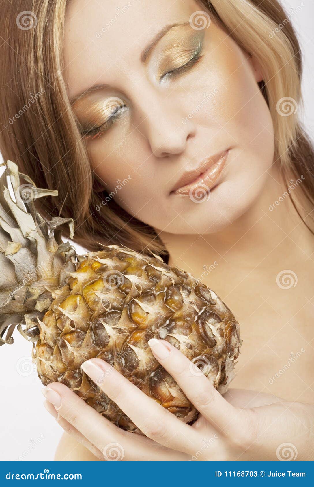 Woman with pineapple stock image. Image of green, health 11168703