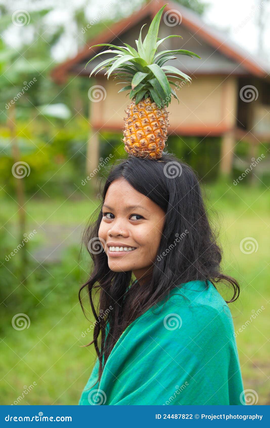 Woman with pineapple stock photo. Image of carry, health 24487822