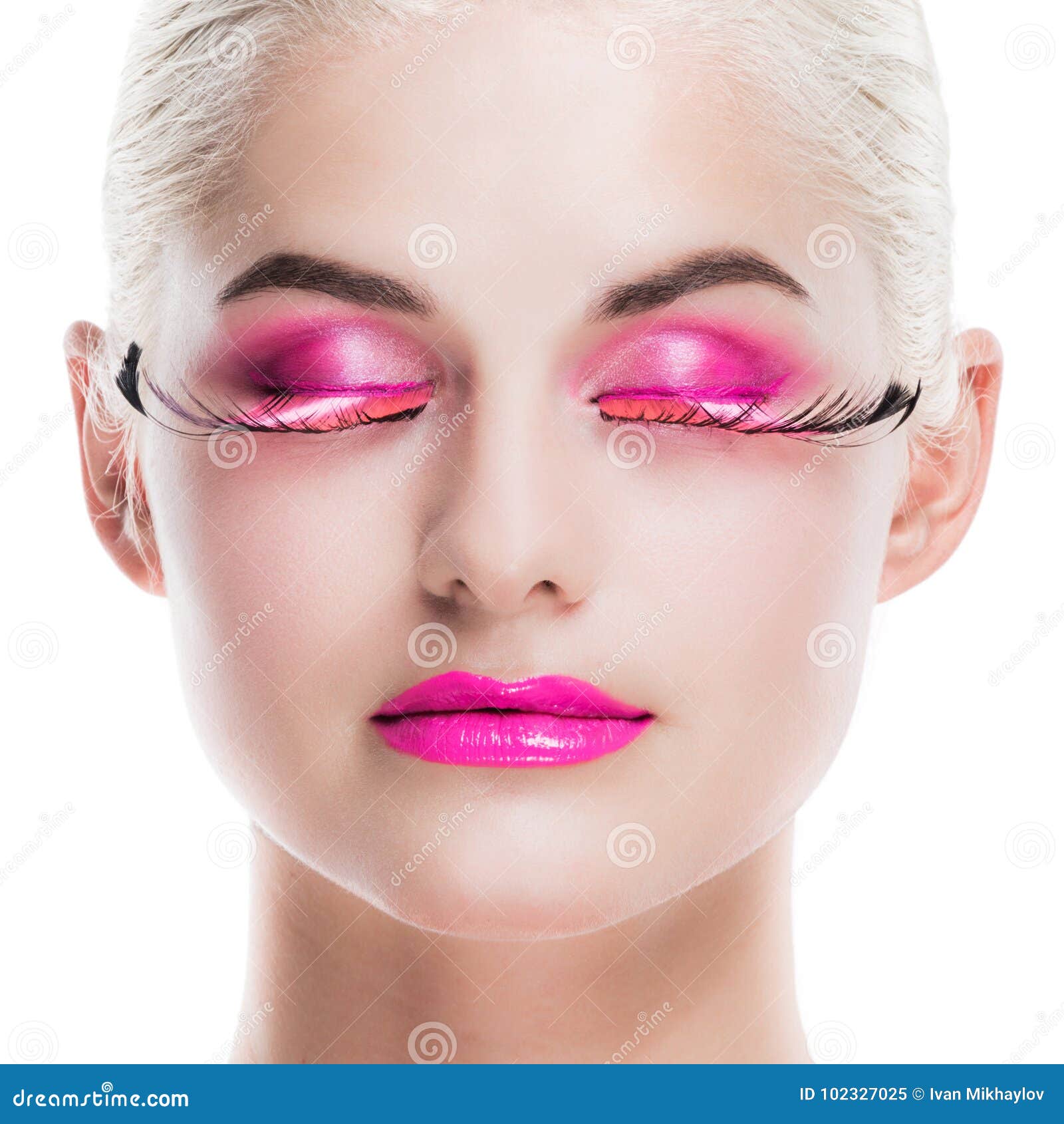 Woman with Pink Fancy Makeup Stock Image - Image of artistic, eyelashes ...