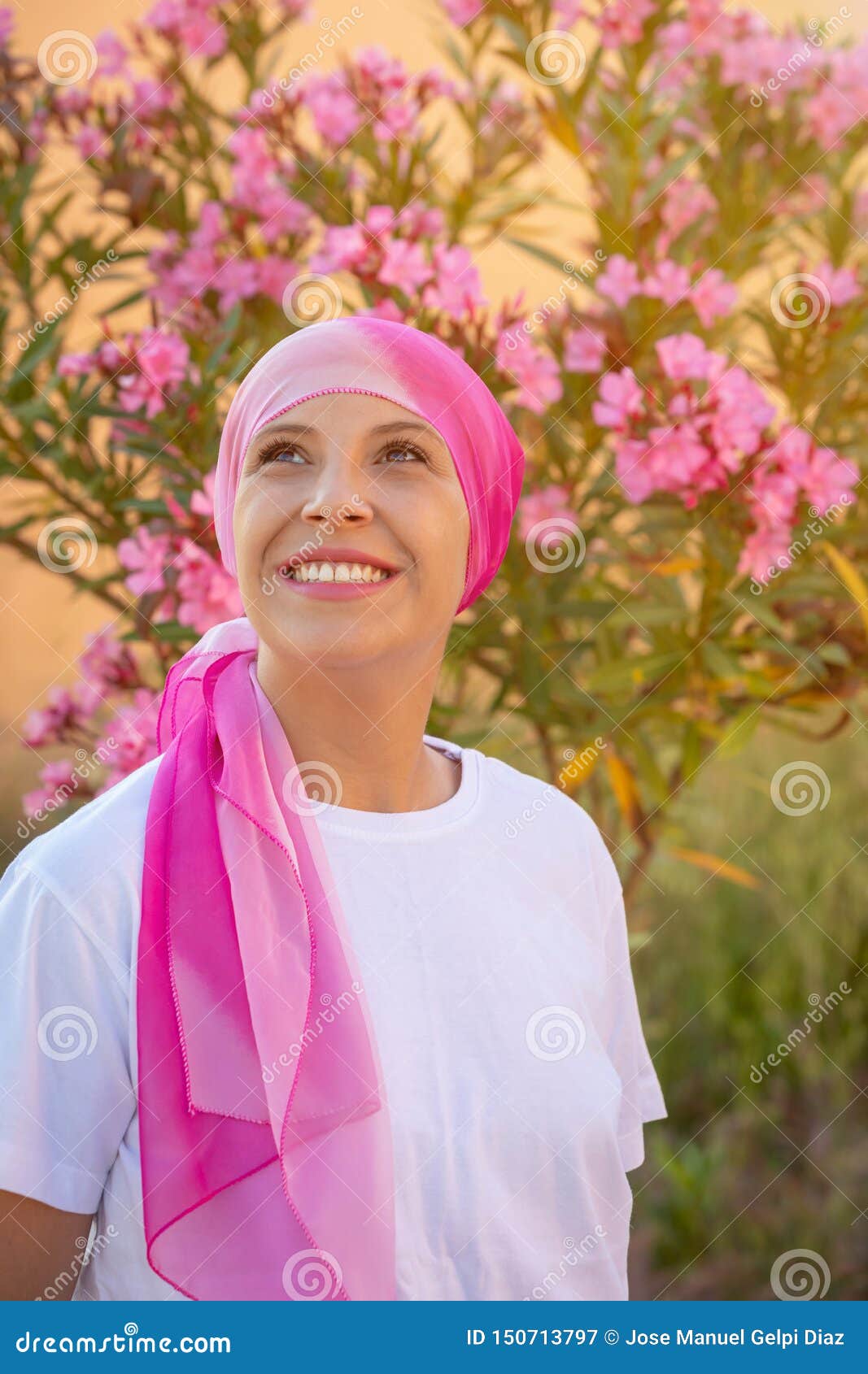 Woman with Pink Scarf on the Head Stock Image - Image of patient ...