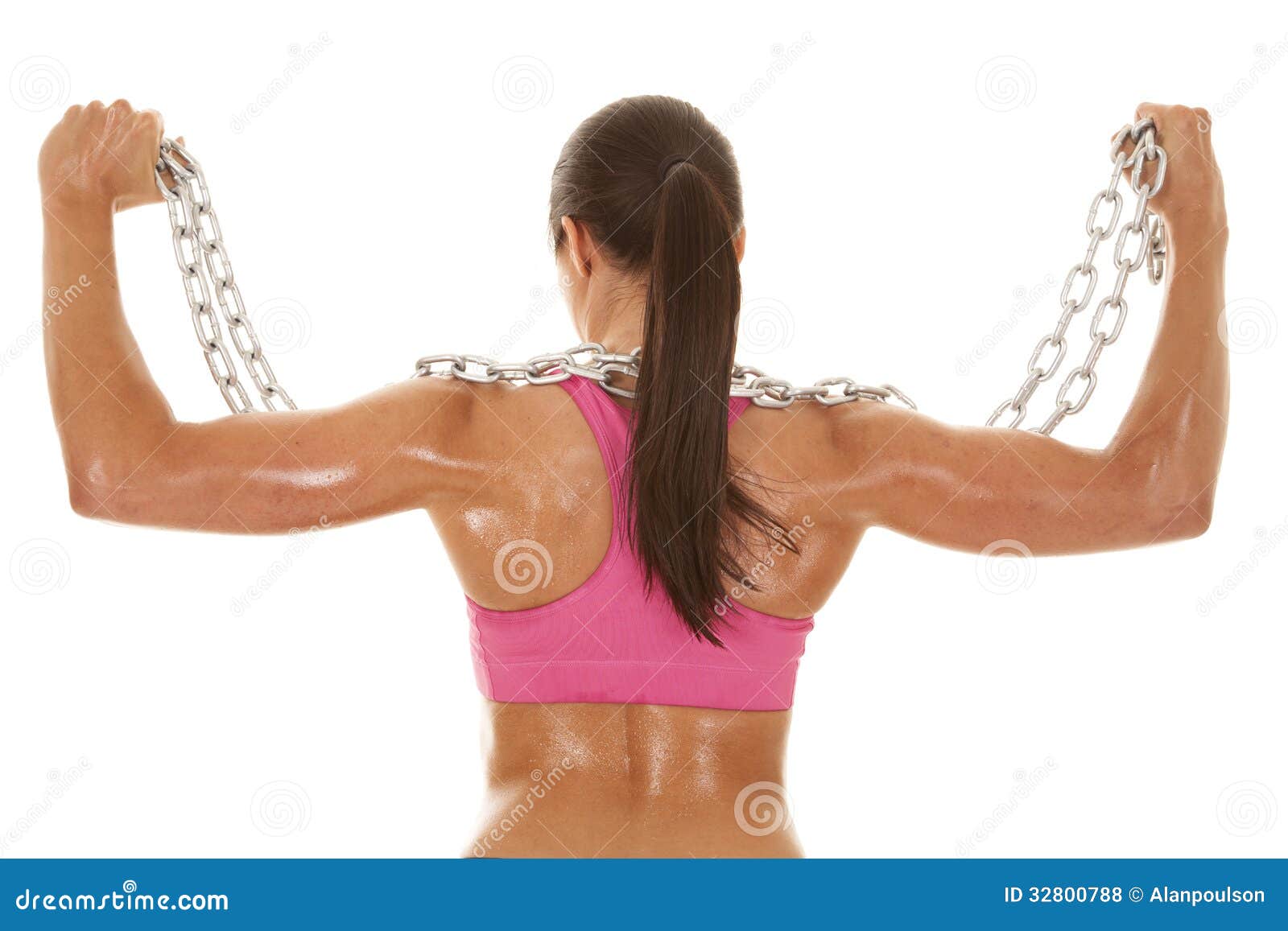 https://thumbs.dreamstime.com/z/woman-pink-sports-bra-chain-back-flex-sweat-all-over-her-body-working-out-32800788.jpg