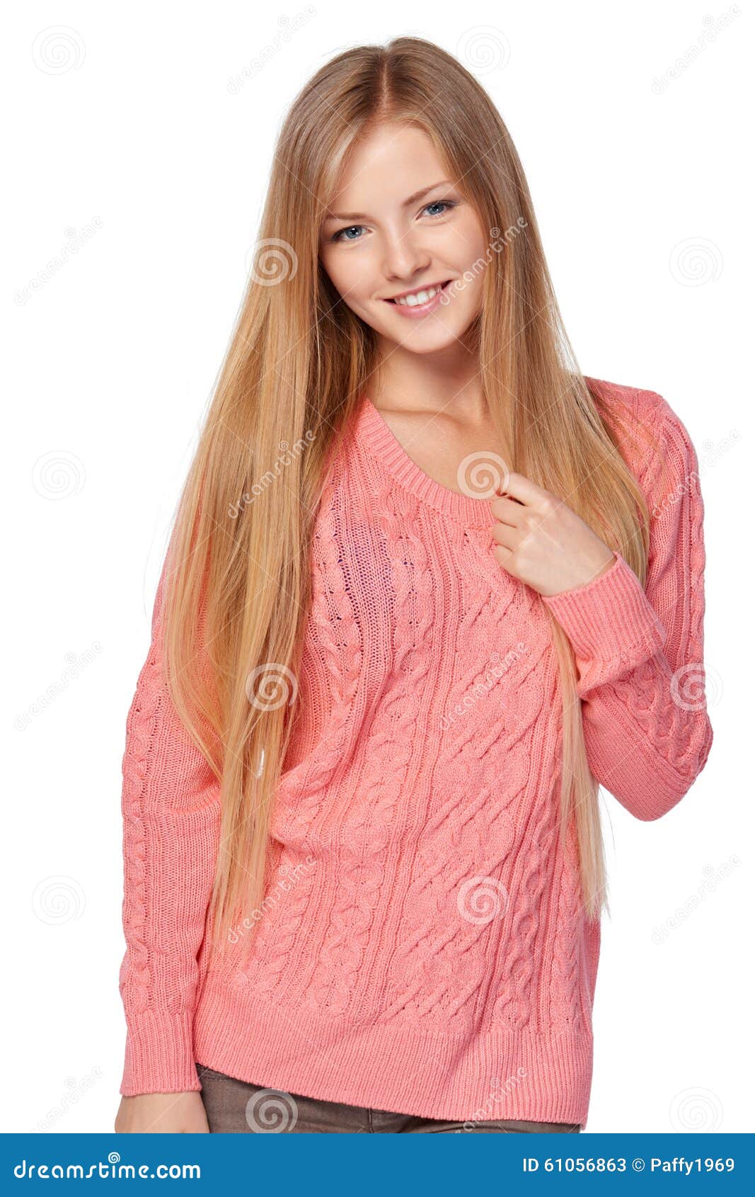 Woman in pink sweater stock image. Image of person, fall - 61056863