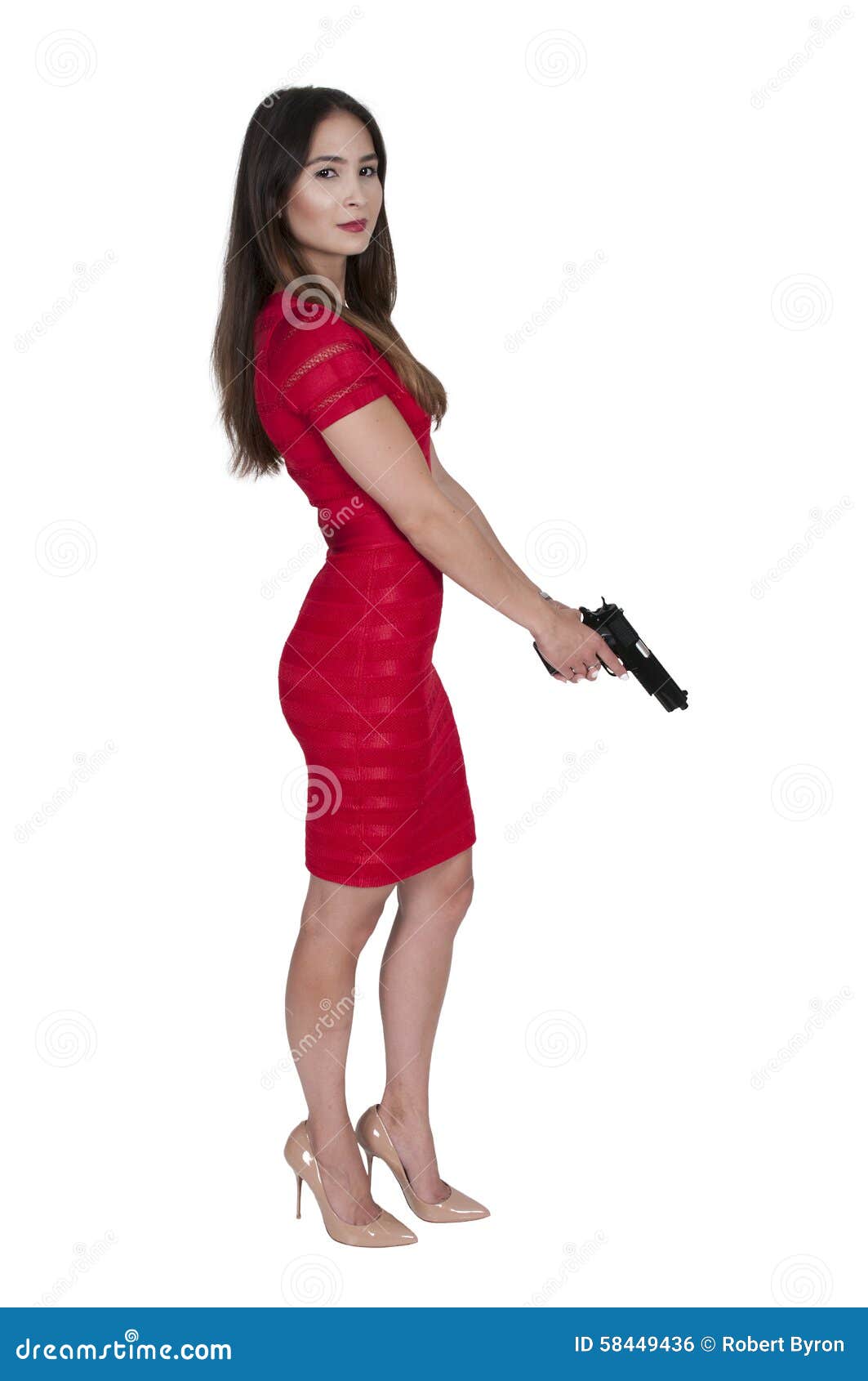 Woman with Pistol stock photo. Image of gangster, agent - 58449436