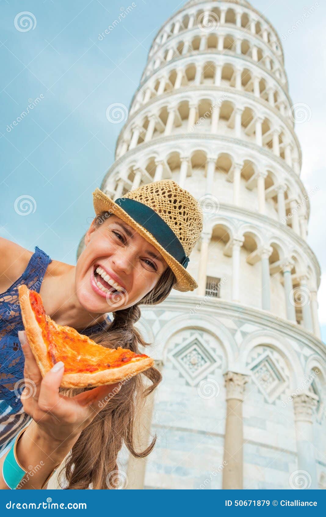 lady in leaning tower of pizza lady in leaning tower of pizza