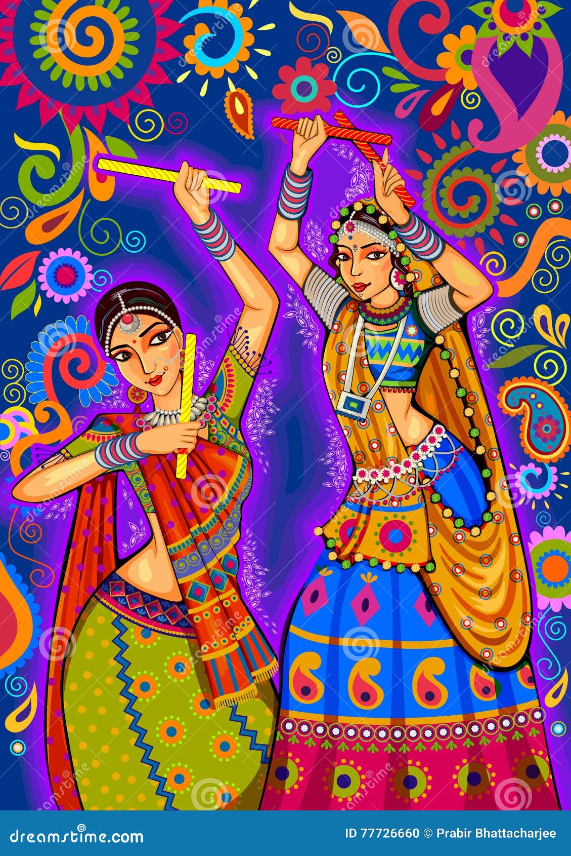 Navratri Special Dandiya Drawing Very Easy Step By Step / Dandiya Drawing /  Dandiya Night Drawing - YouTube