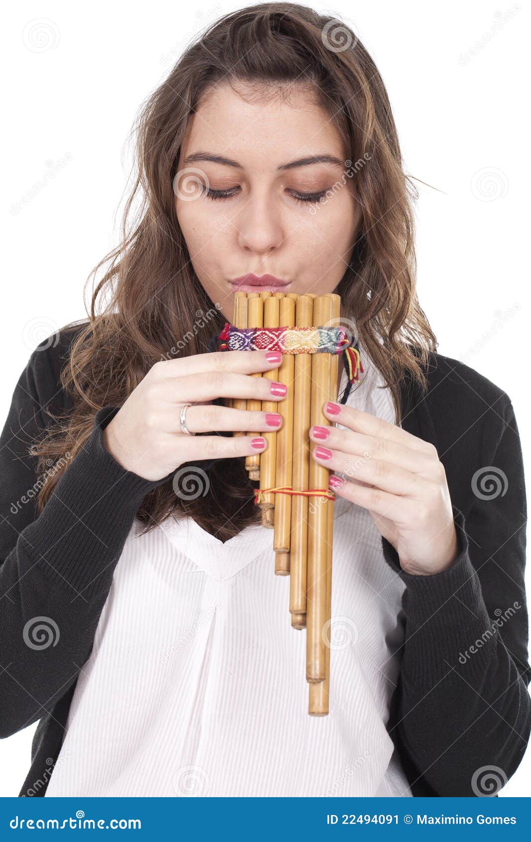 Woman Playing a Indian Flute Stock Image Image of girl, artistic