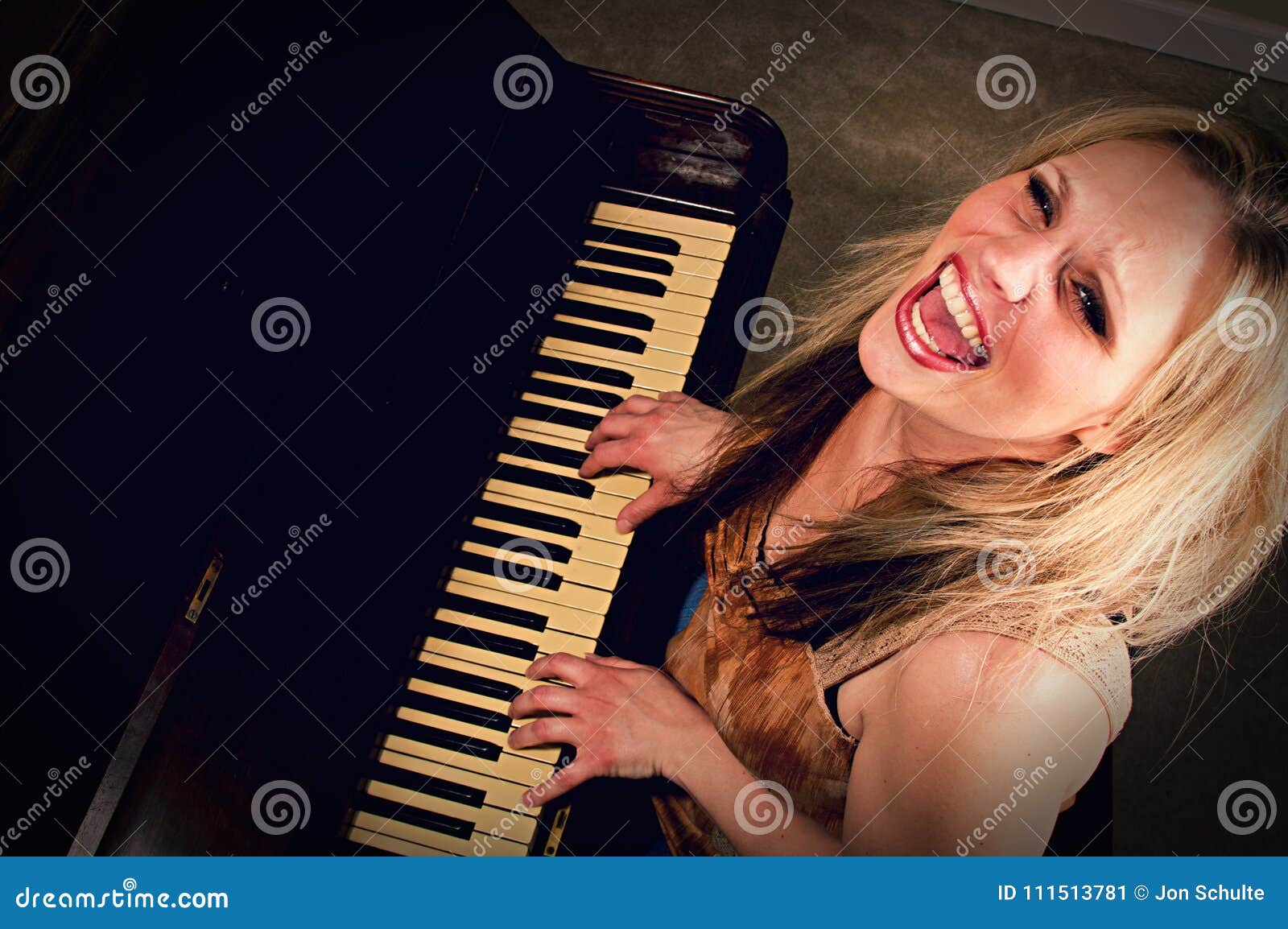 A woman playing the piano stock image. Image of hand - 111513781