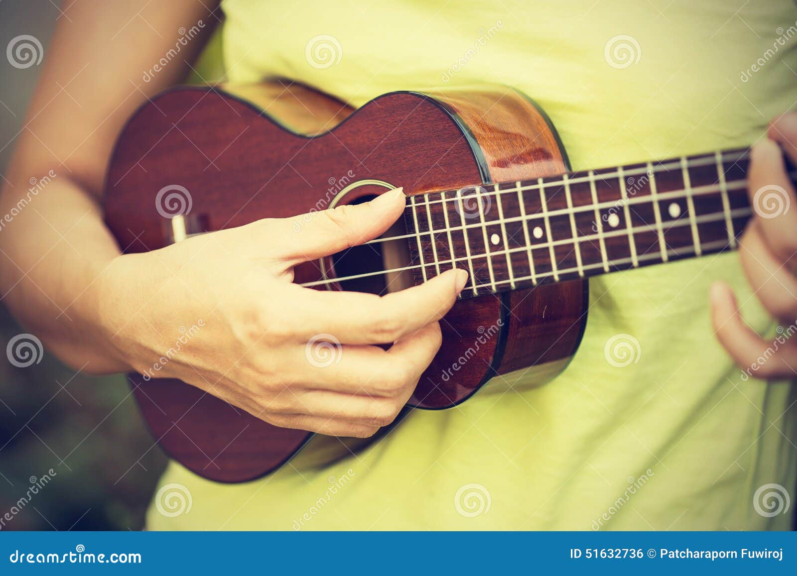 Woman Playing Ukulele, Vintage Style Stock Photo Image of acoustic