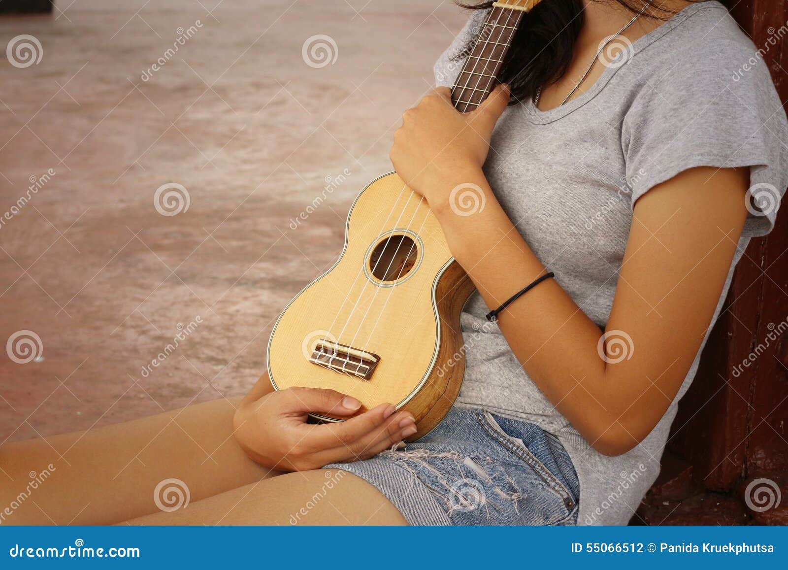 Woman Playing Ukulele, Vintage Style Stock Photo Image of musical