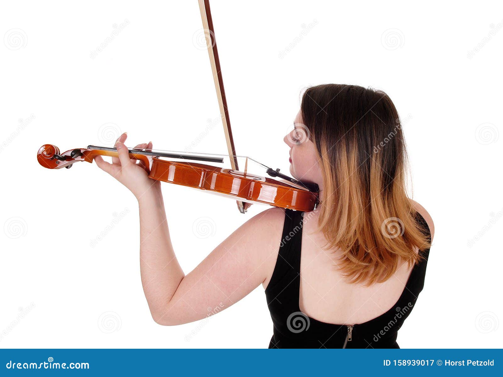 Woman the Violin Close Up the Back Stock Image of performer, musician: 158939017