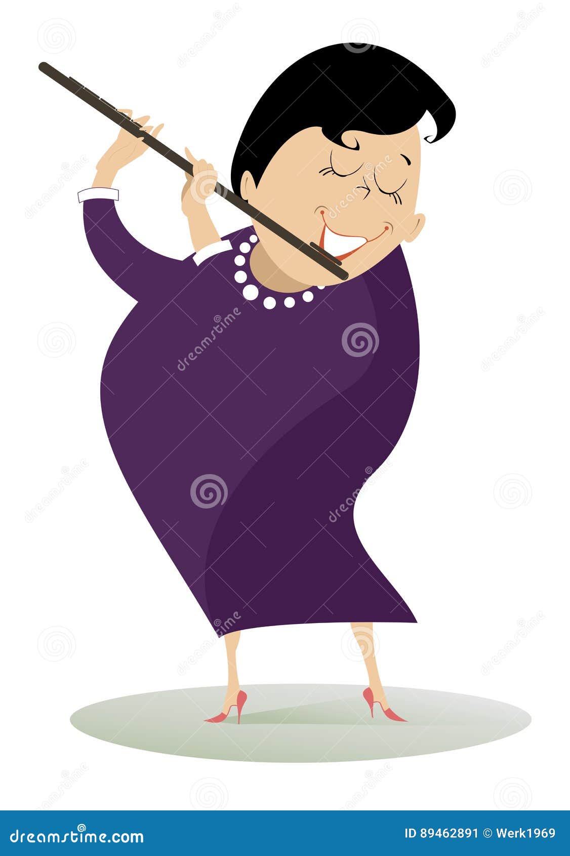 Woman plays the flute stock vector. Illustration of vertical 89462891