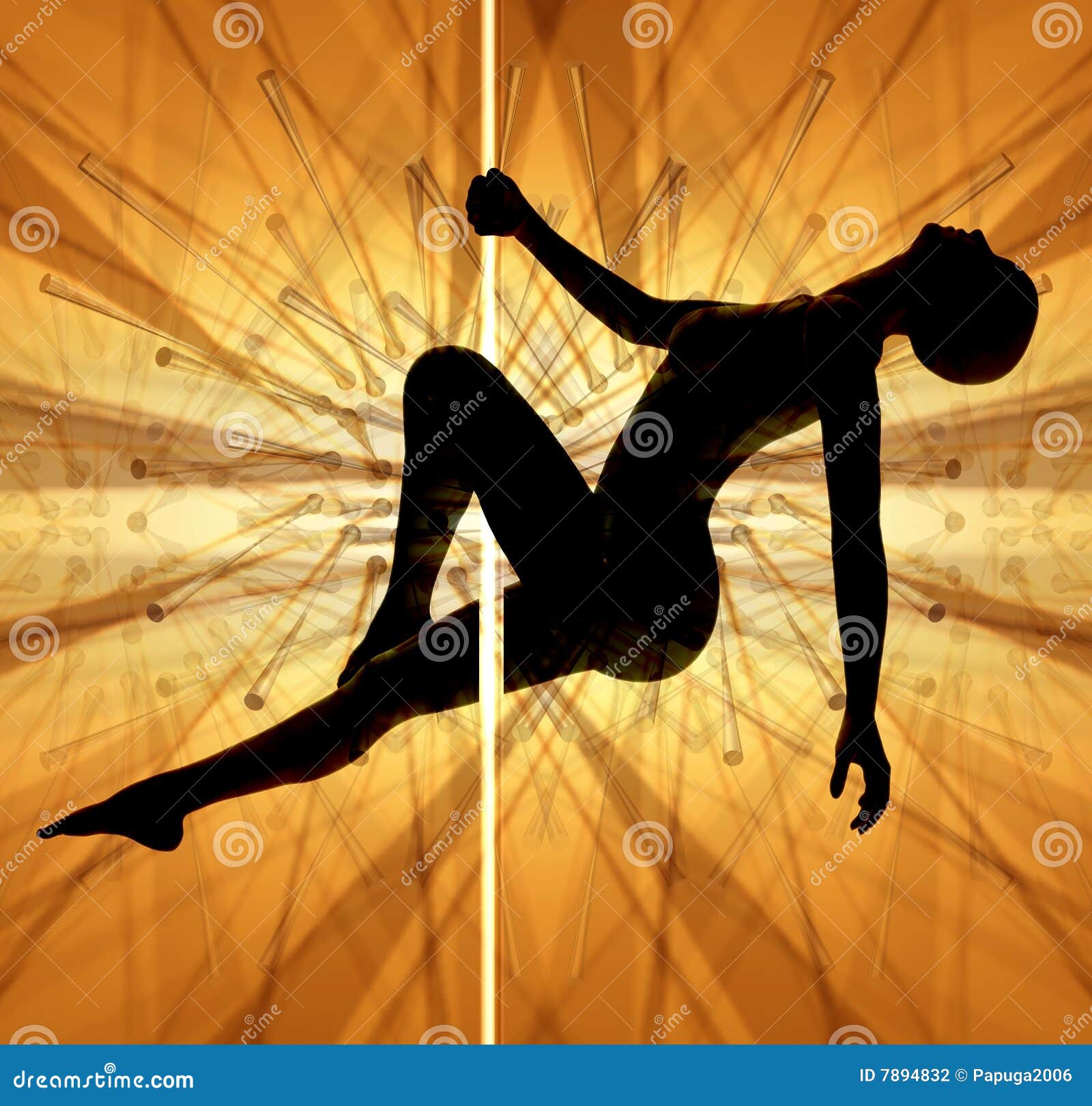 Woman Pole Dancing Studio Poster Sexy Female Vector Illustration