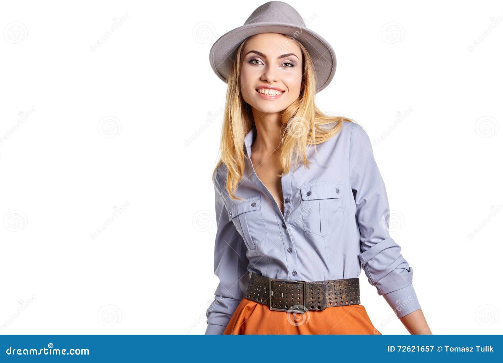 Woman Portrait in Hat Hipster Stock Image - Image of attractive, funny
