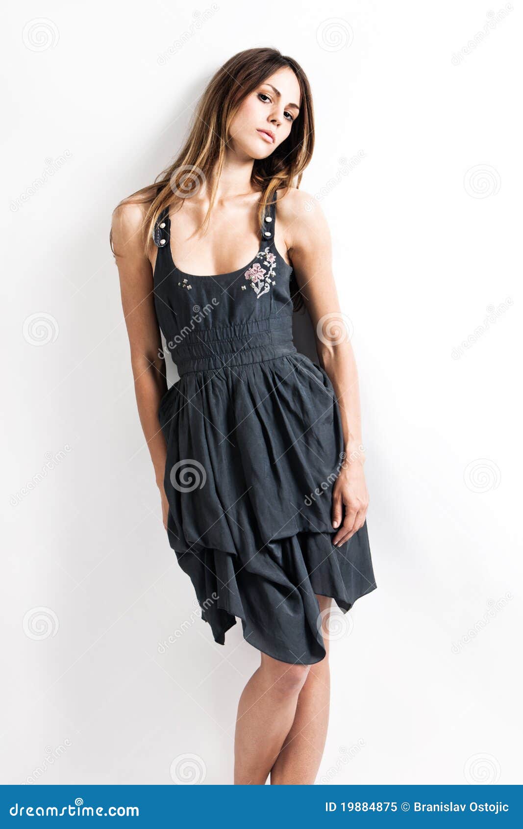 Woman Portrait in Summer Dress Stock Image - Image of pensive ...