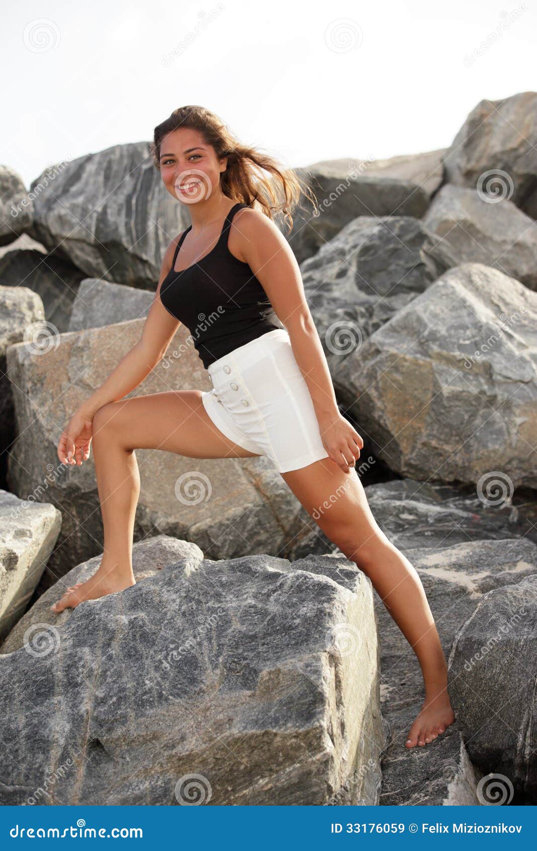 Woman Posing On The Rocks Stock Image Image Of Posing 33176059 