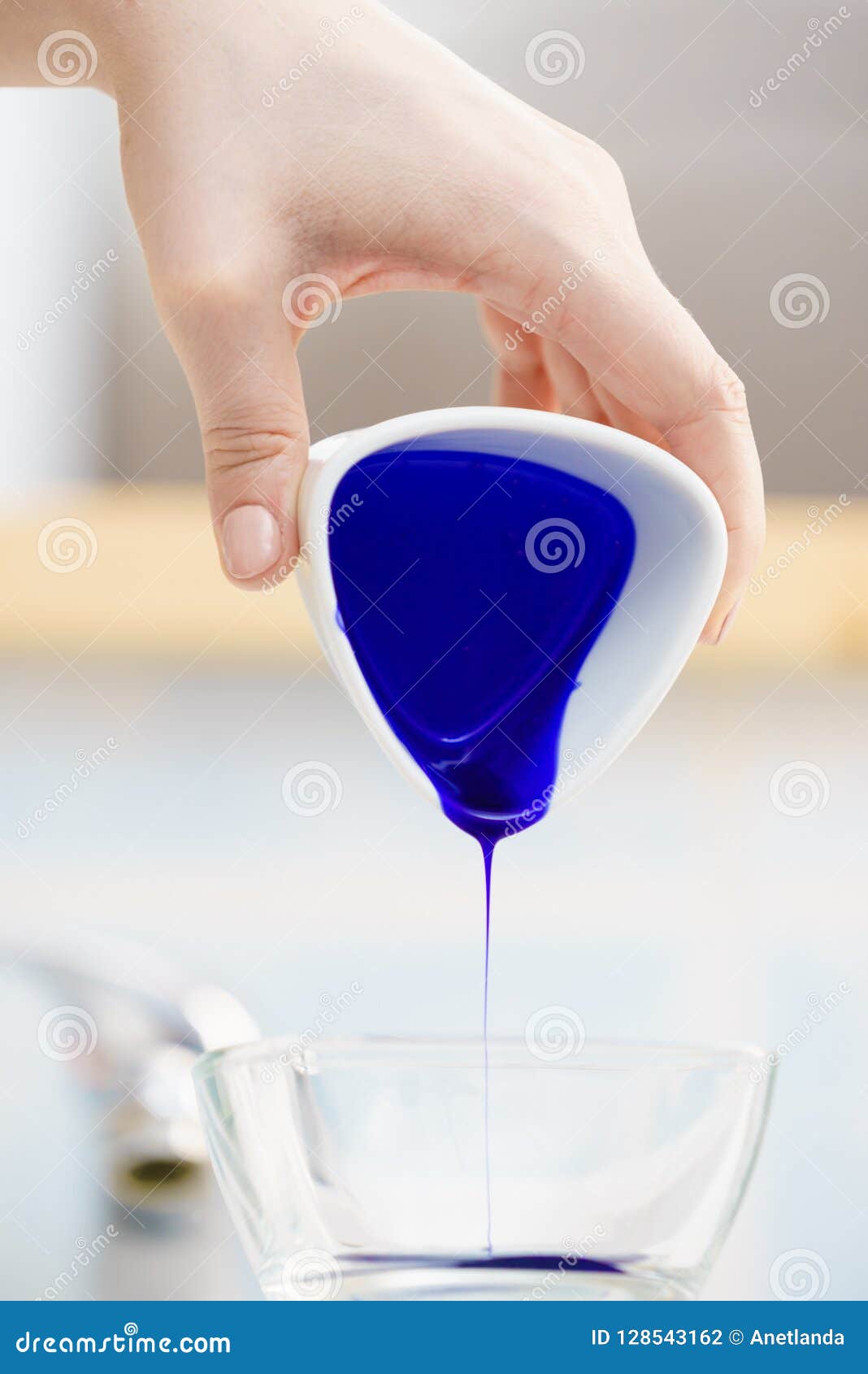 Woman Pouring Purple Hair Dye Or Shampoo Stock Photo Image Of