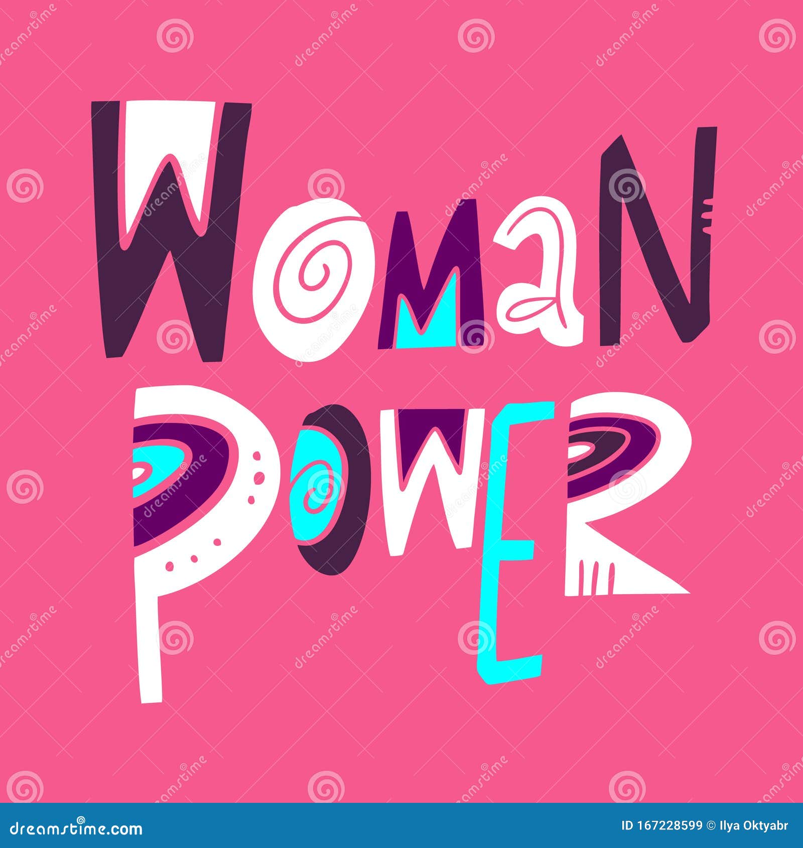 Woman Power Phrase. Motivation Lettering. Hand Drawn Vector ...