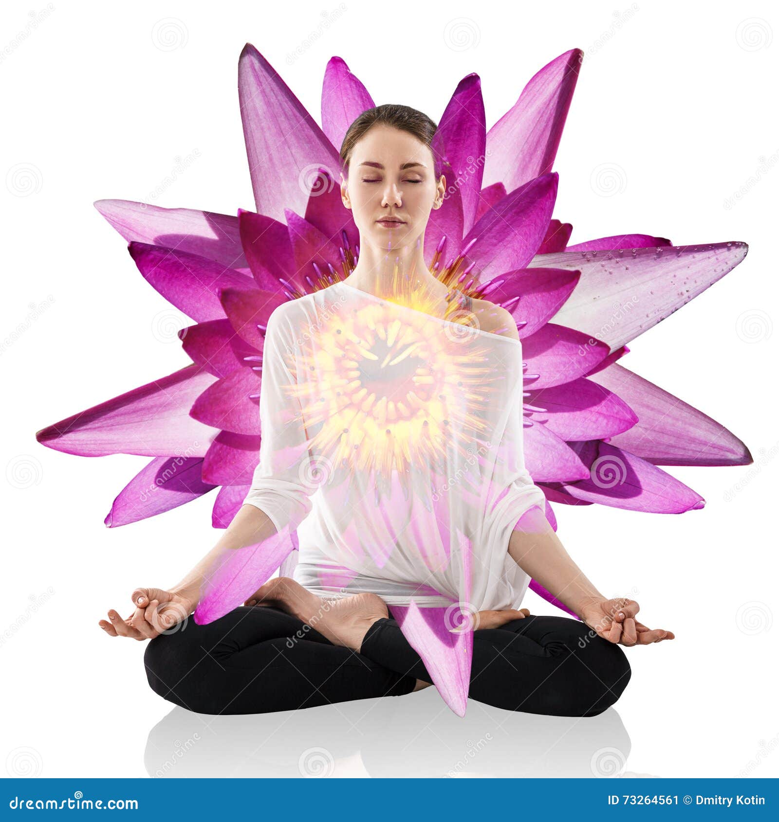 Young beautiful woman in a yoga pose on the background of a lotus flower.  Sports, healthy lifestyle. Illustration, vector 27498106 Vector Art at  Vecteezy