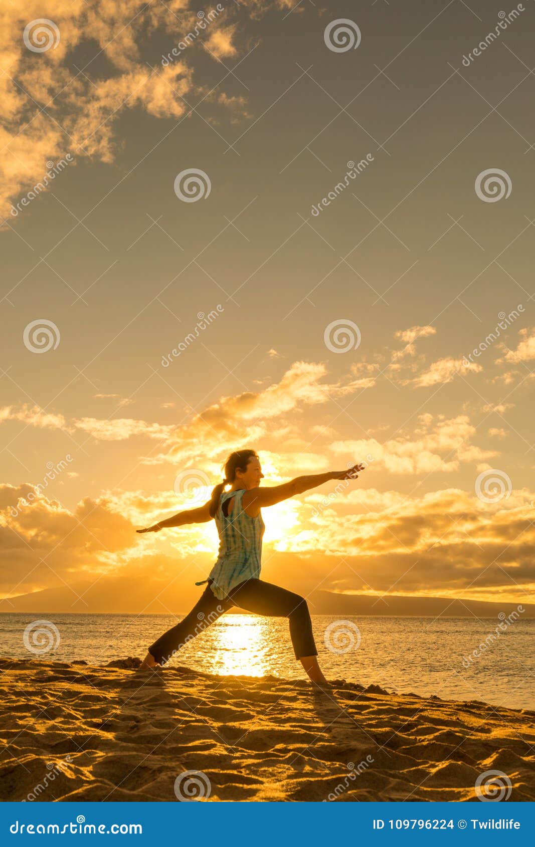 Yoga on a Maui Beach stock photo. Image of lifestyle - 109796224