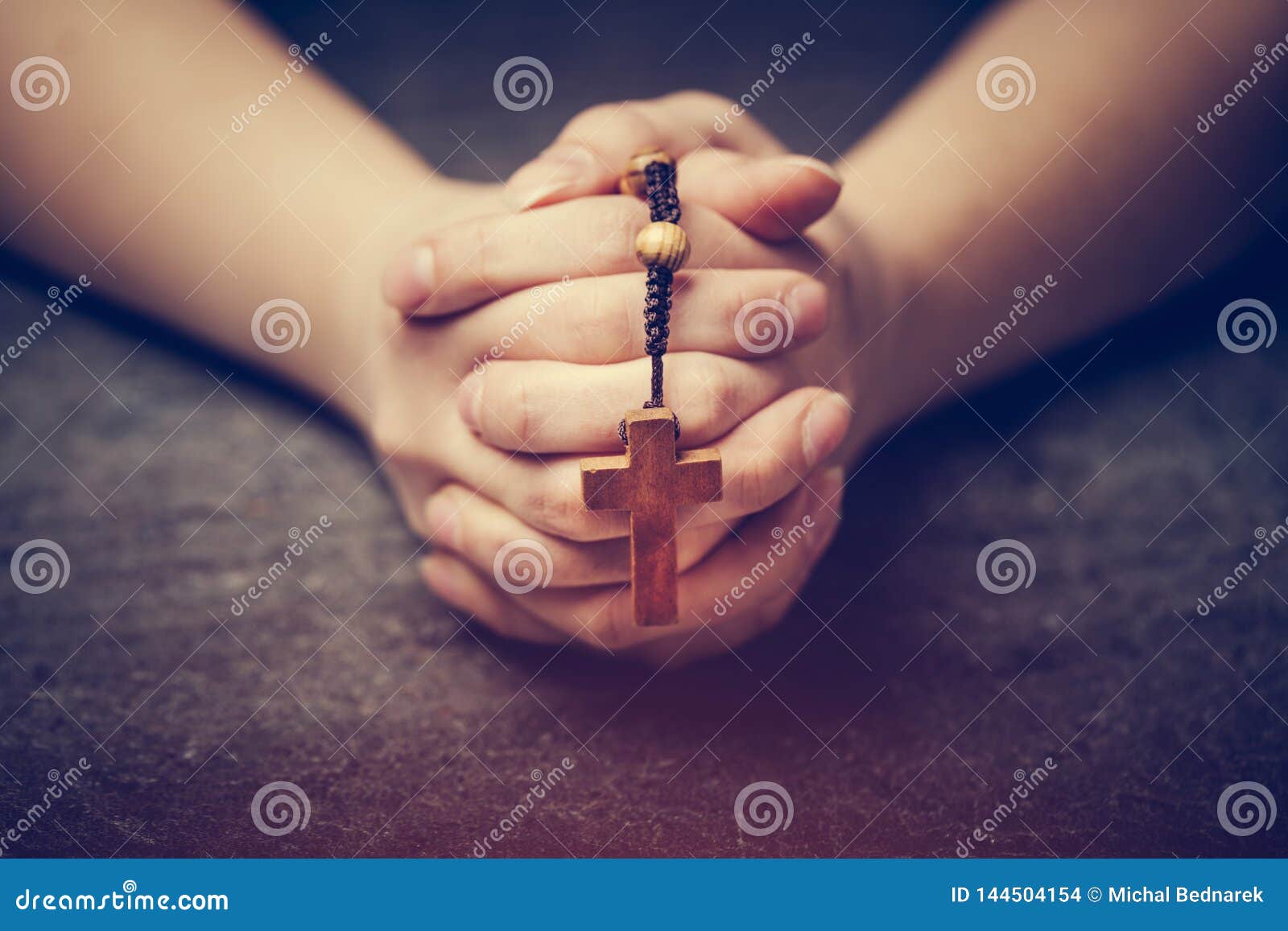 Woman Praying with a Rosary Stock Photo - Image of beads