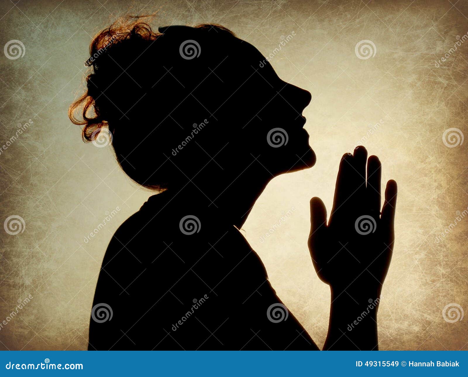 Woman Praying Silhouette stock image. Image of hair, intercede - 49315549